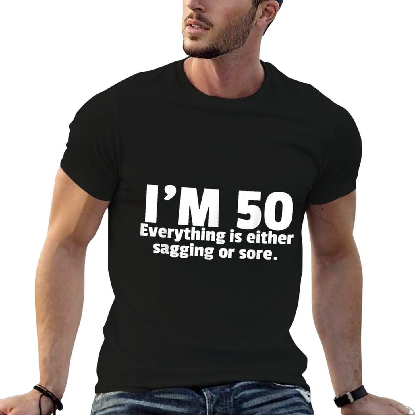 Funny 50th Birthday Gag Gift For Him Or Her Sagging Or Sore Polyester Blend T-Shirt