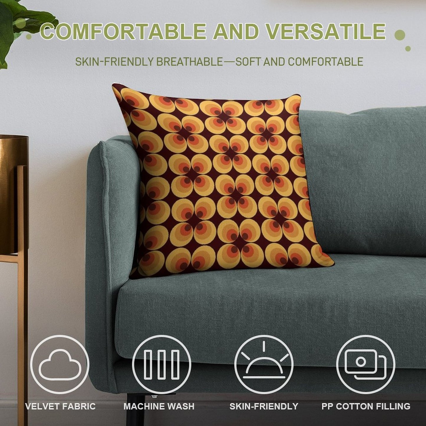 Retro Orange Soft Style Accent Throw Pillow