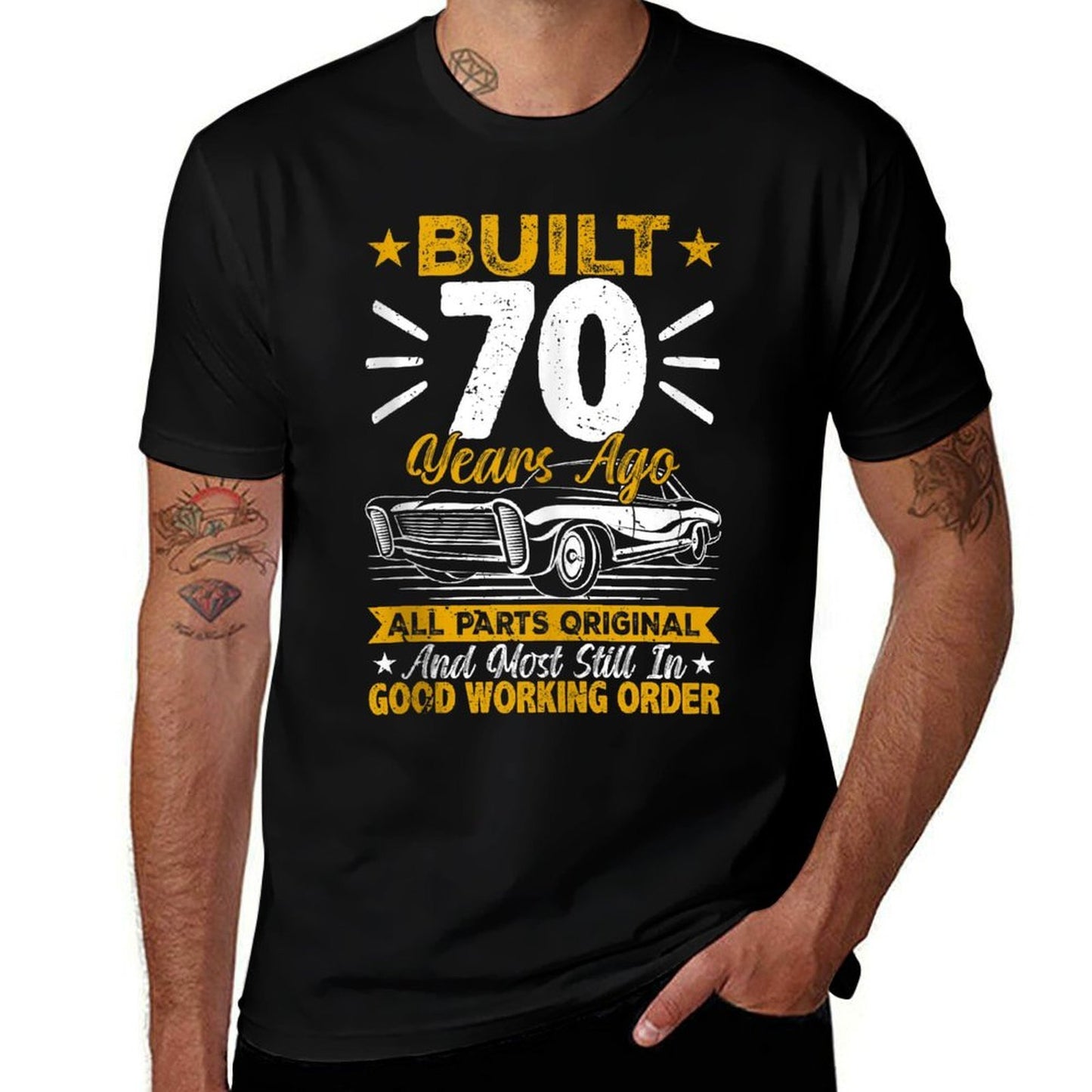 Retro Built 70 Years Ago Funny 70th Birthday 70 Years Old Summer-ready Fabric T-Shirt