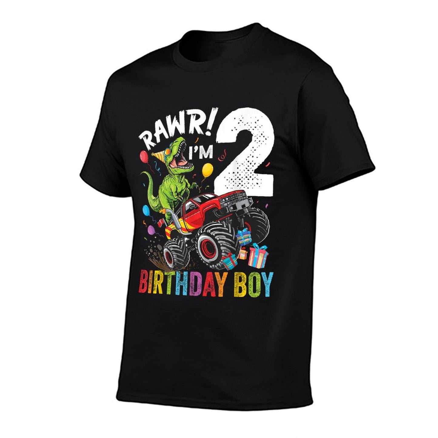 2nd Birthday Boy Dinosaur Monster Truck Quick-drying T-Shirt
