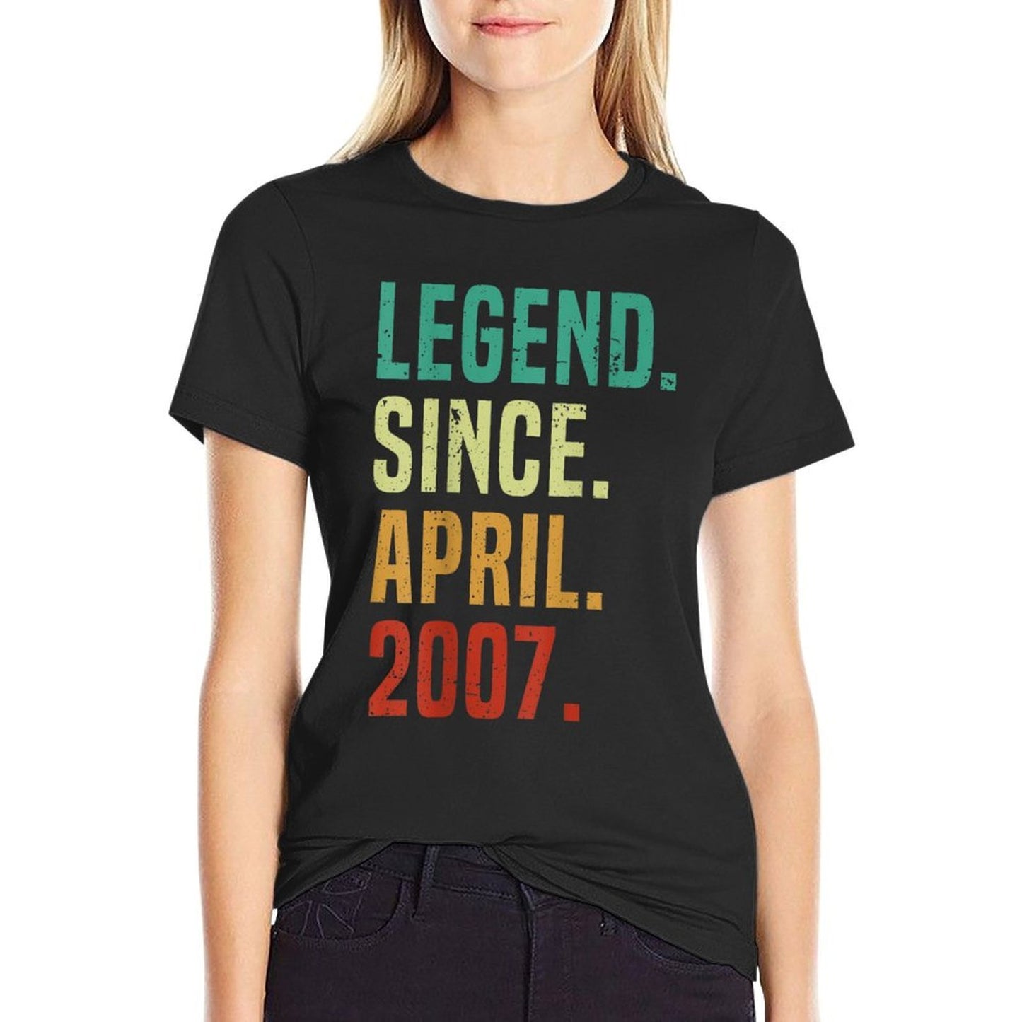 18 Years Old Legend Since April 2007 18th Birthday Cotton T-Shirt