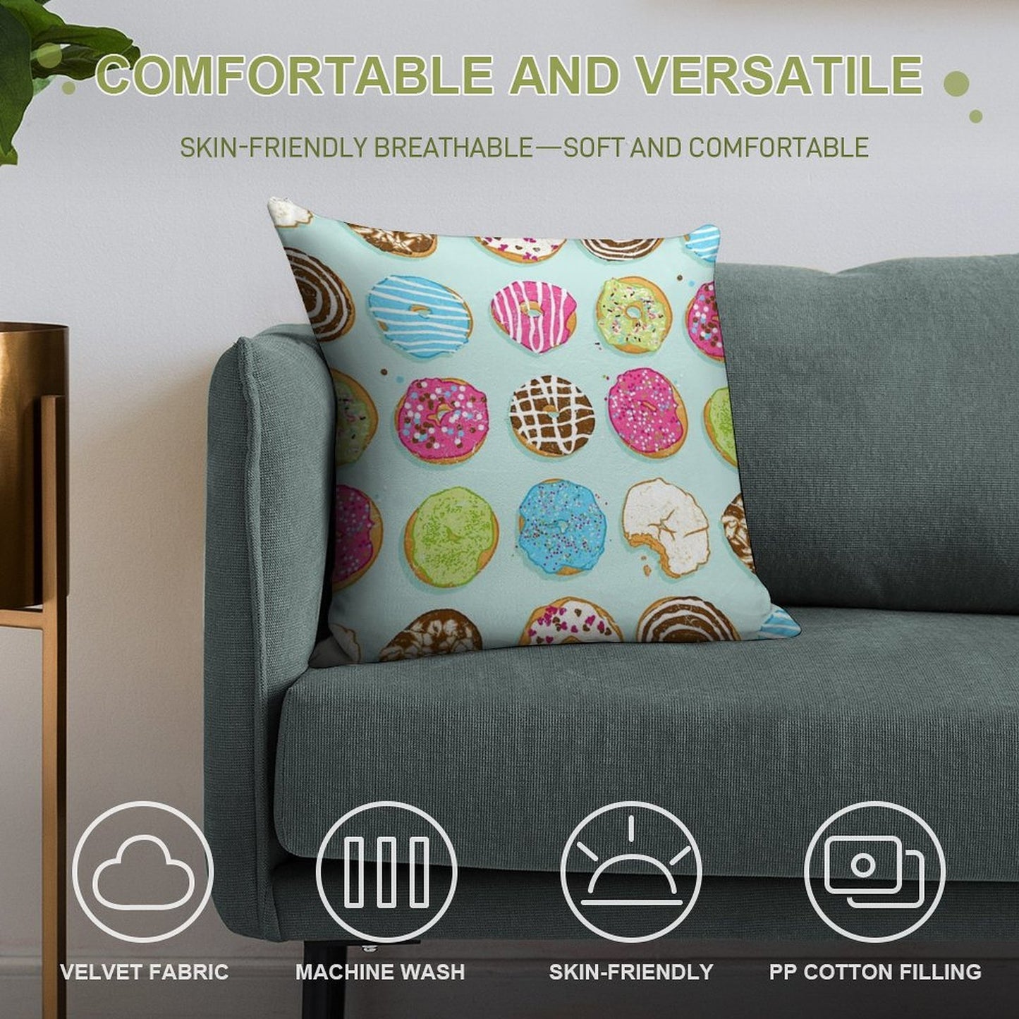 Sweet Donuts Soft Ultra-Soft Texture Throw Pillow