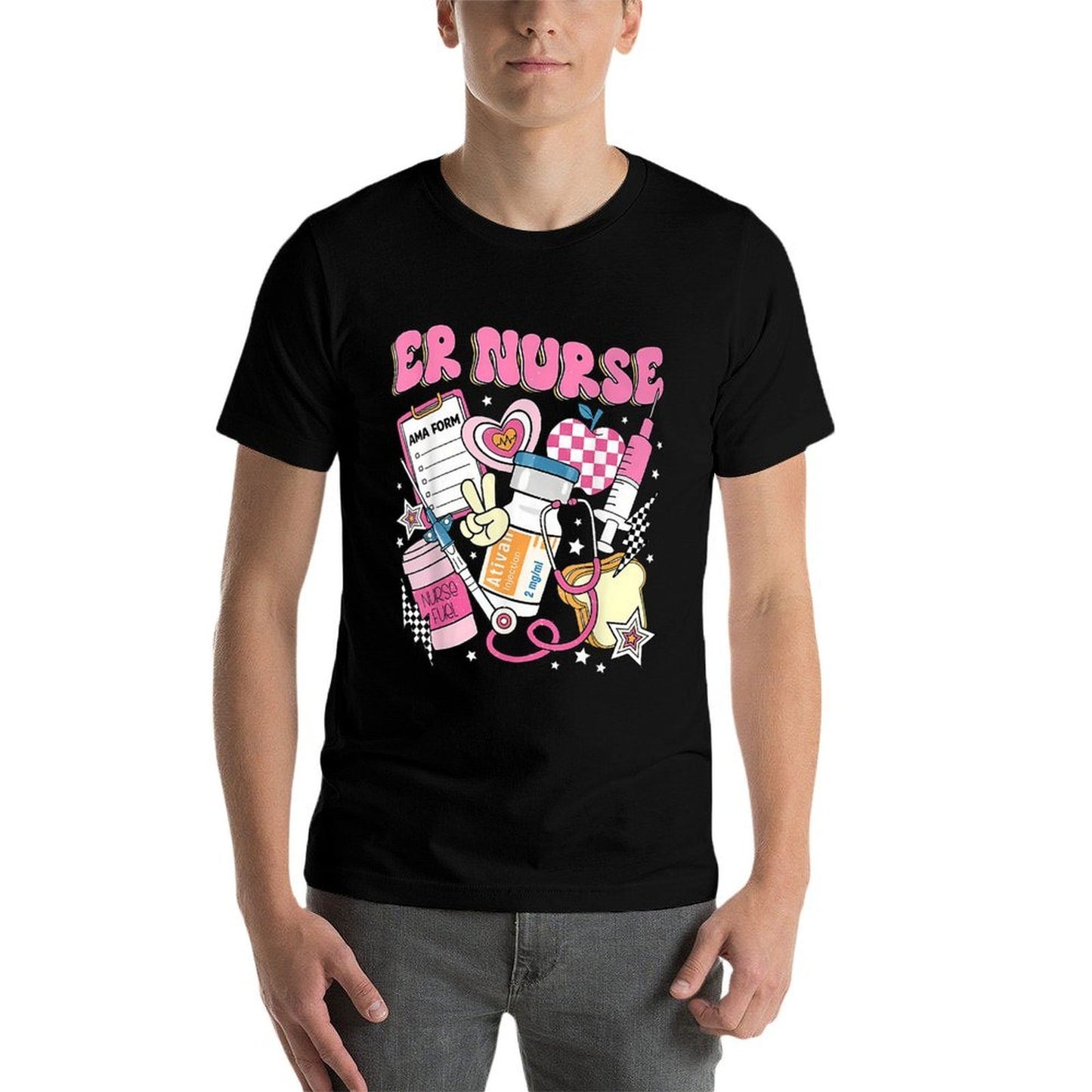 Retro Pink ER Nurse Funny Emergency Room Rn Wrinkle-resistant T-Shirt