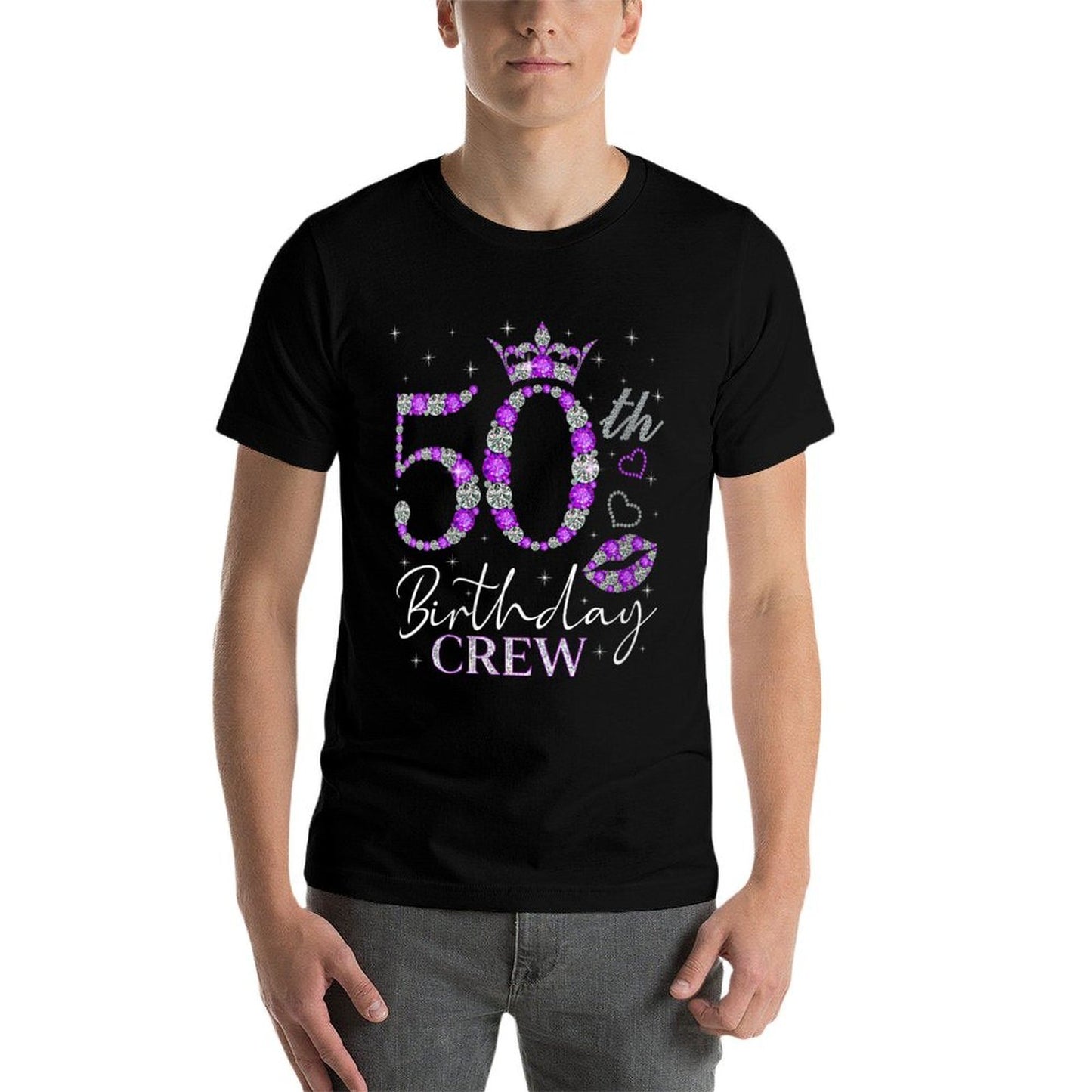 Womens 50th Birthday Crew 50 BDay 50 Year Old Birthday Decorations Heathered Texture T-Shirt