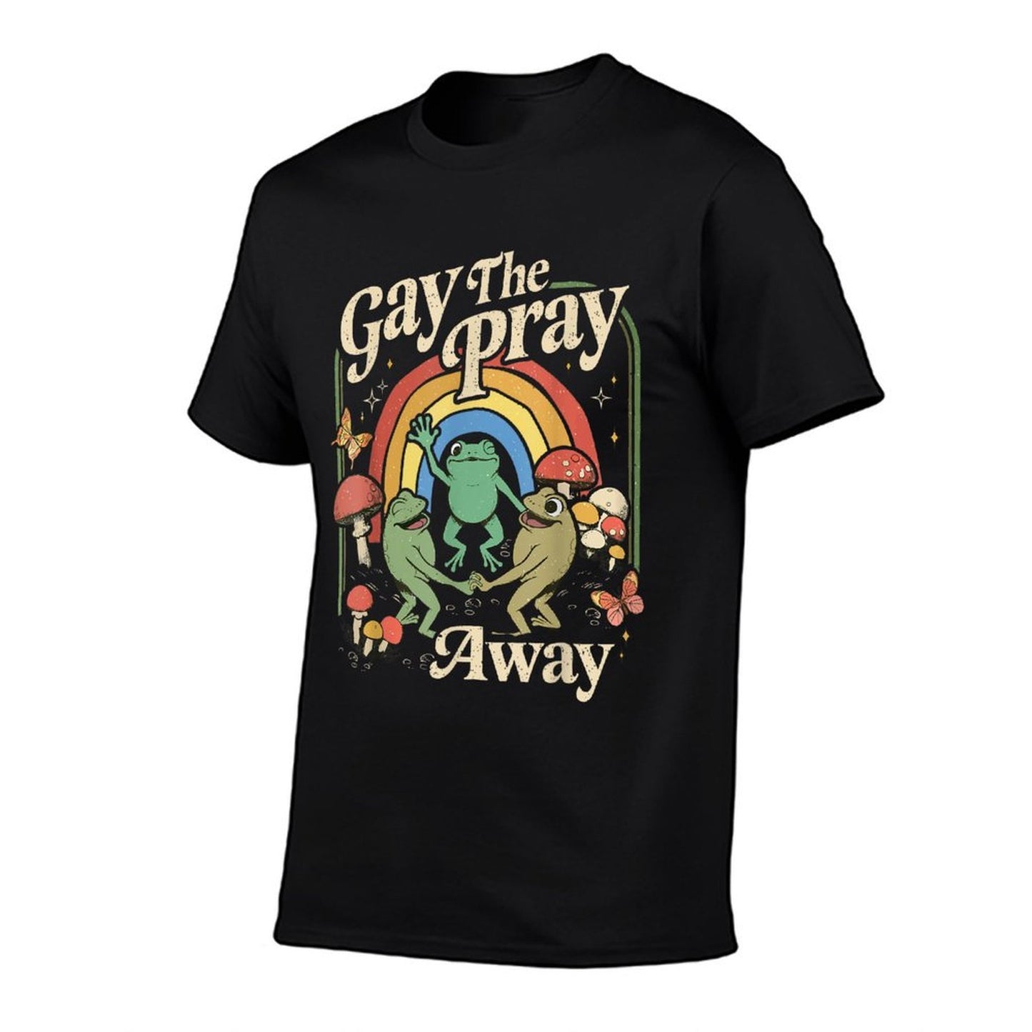 Gay The Pray Away Rainbow Funny Meme Frogs LGBT Pride LGBTQ High-quality Stitching T-Shirt