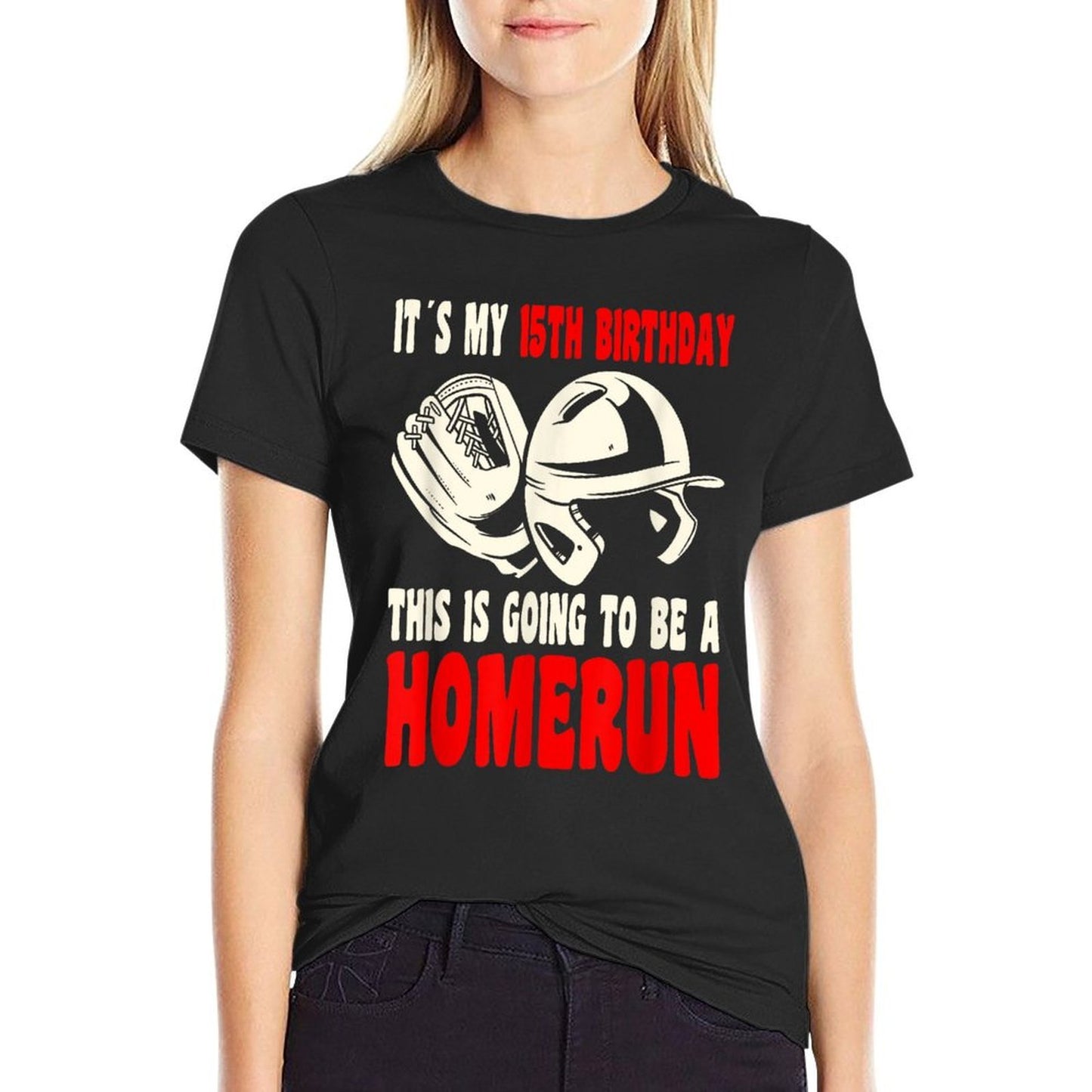 15 Year Old Happy 15th Birthday Baseball 15th Birthday Slim-fit Cut T-Shirt
