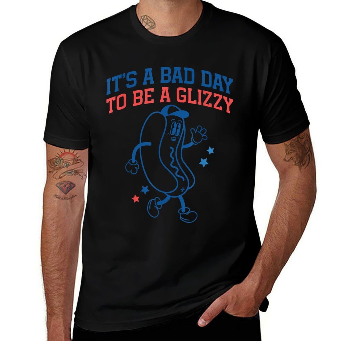 It’s A Bad Day To Be A Glizzy Funny Fourth Of July Hot Dog Fade-proof Color T-Shirt