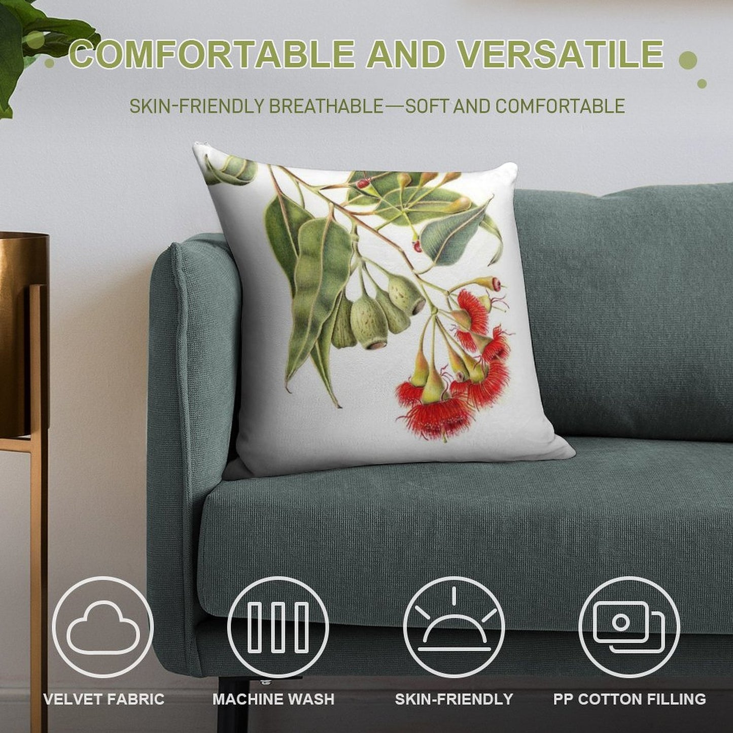 Corymbia Ficifolia - Red Flowering Gum Soft Multiple Sizes Throw Pillow