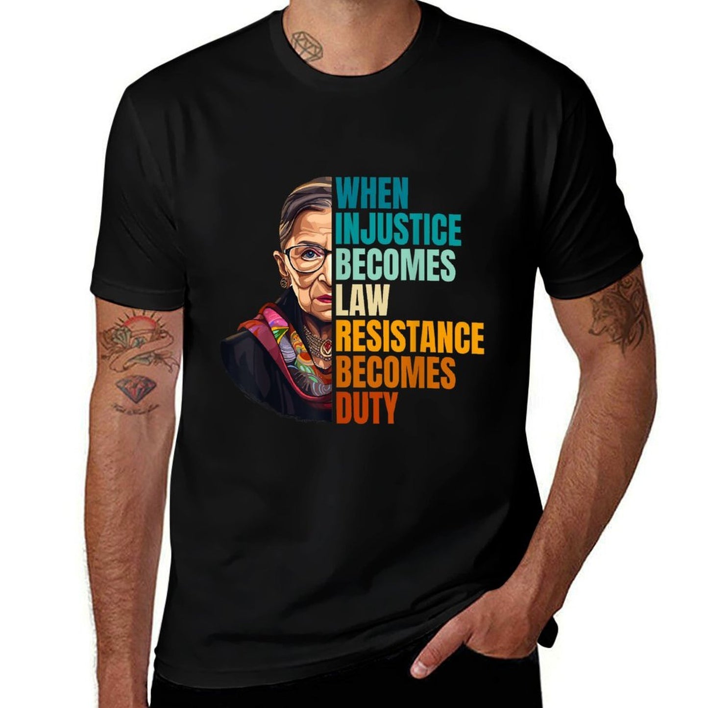 When Injustice Becomes Law Resistance Becomes Duty RBG Quote Tagless Design T-Shirt