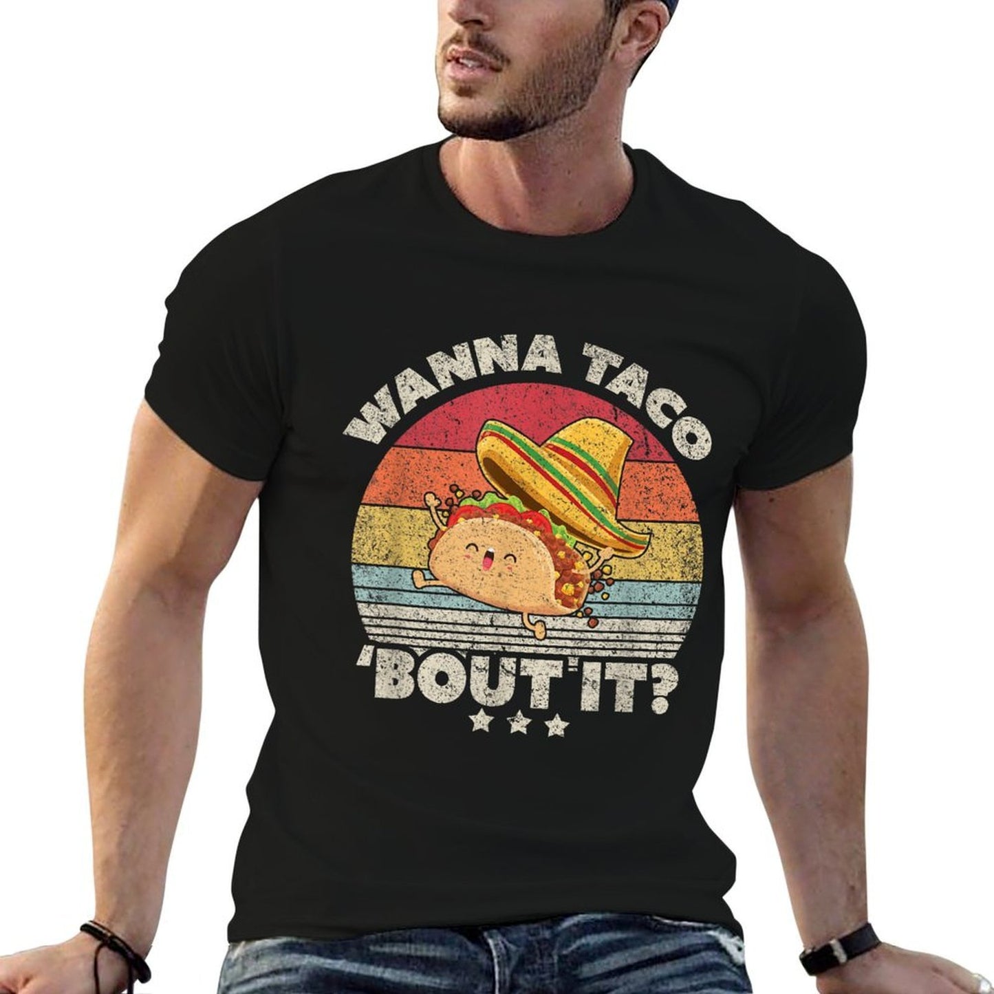 Funny Taco Wanna Taco Bout It Vintage Oversized Silhouette T-Shirt