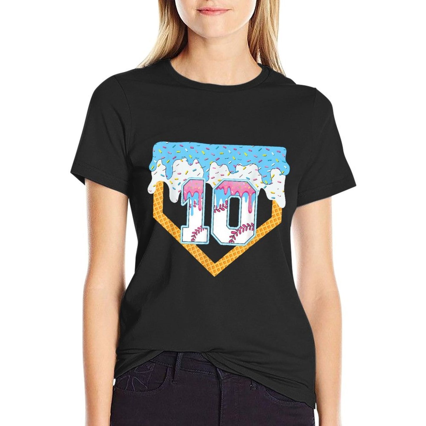 10th Baseball Ice Cream Dripping Baseball Drip Birthday Boys Comfortable T-Shirt
