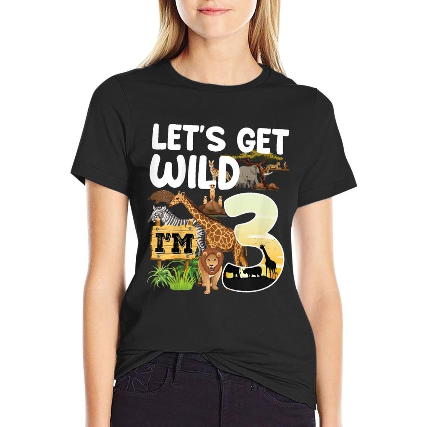 3 Year Old Zoo Birthday Safari Jungle Animal 3rd B-day Affordable Price T-Shirt