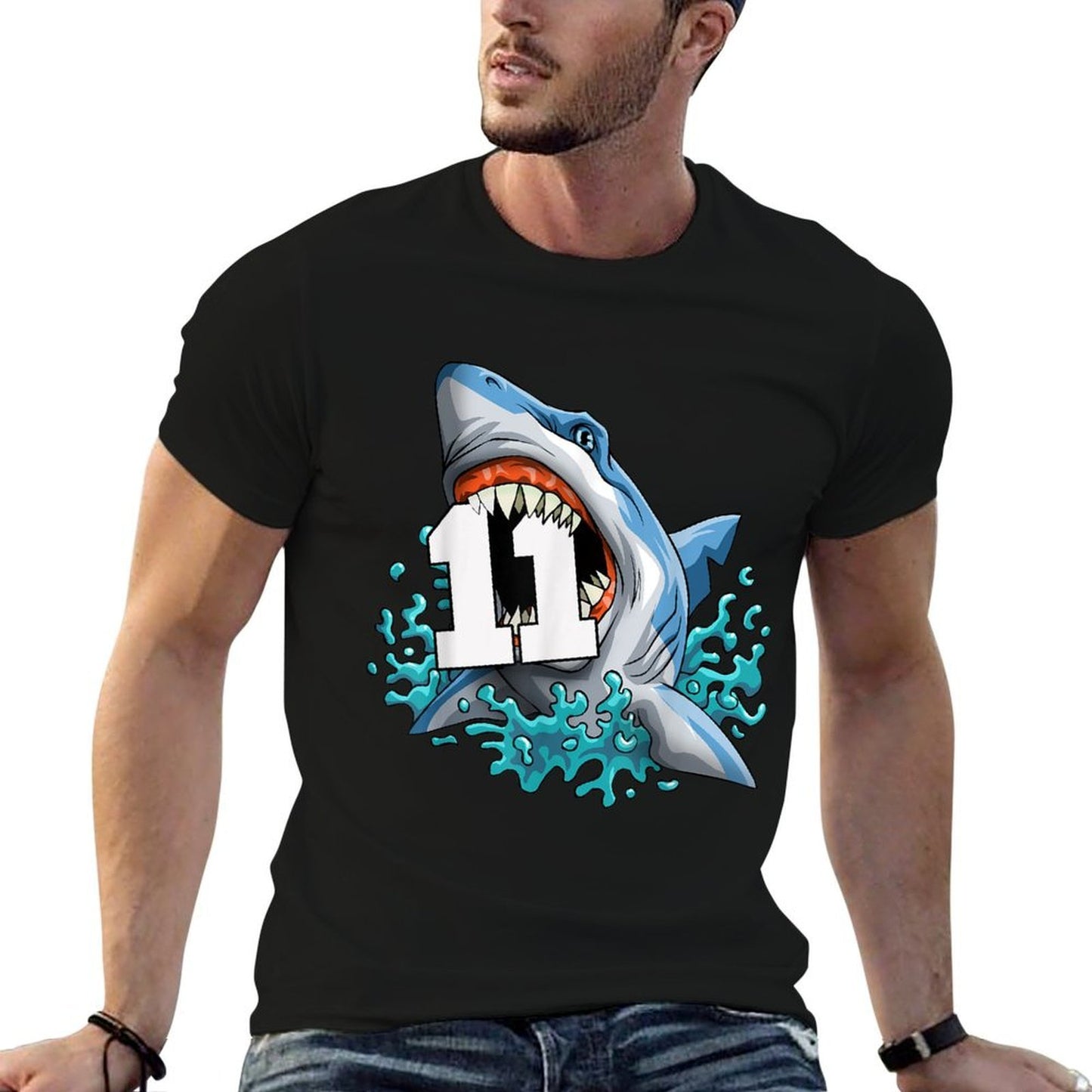 Kids Shark 11th Birthday Boy Funny Shark 11 Yrs Old Birthday Odor-resistant T-Shirt