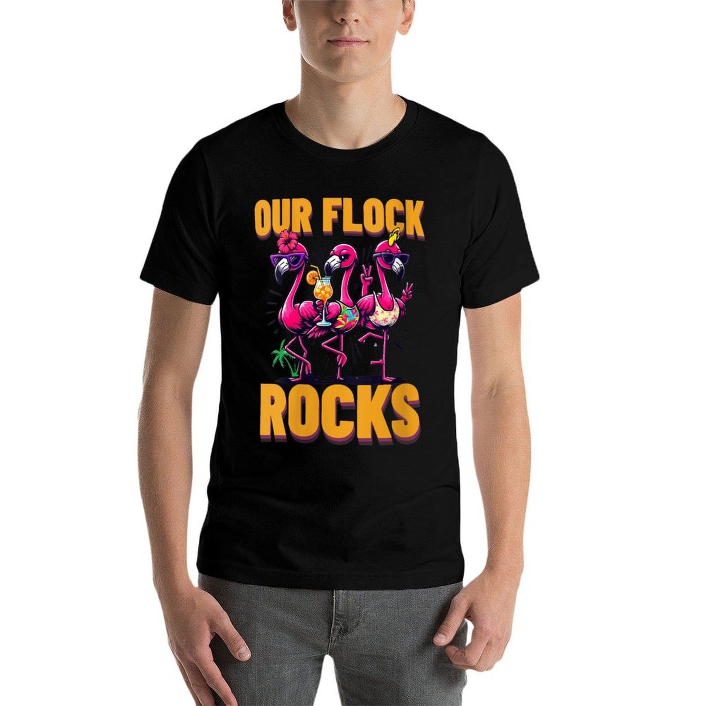 Womens Our Flock Rocks Flamingo Summer Vacation Family Matching Affordable Price T-Shirt