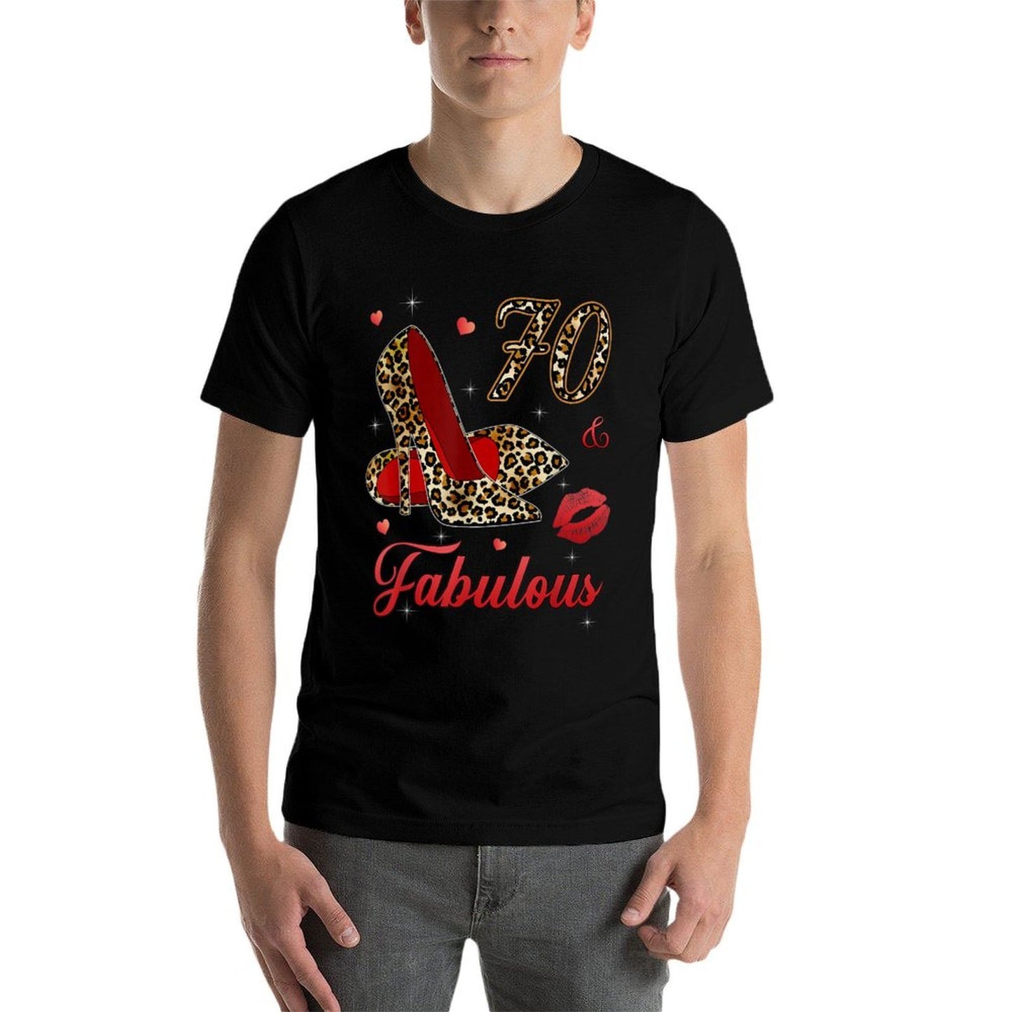 Women 70 And Fabulous High Heels Happy 70th Birthday High-quality Stitching T-Shirt