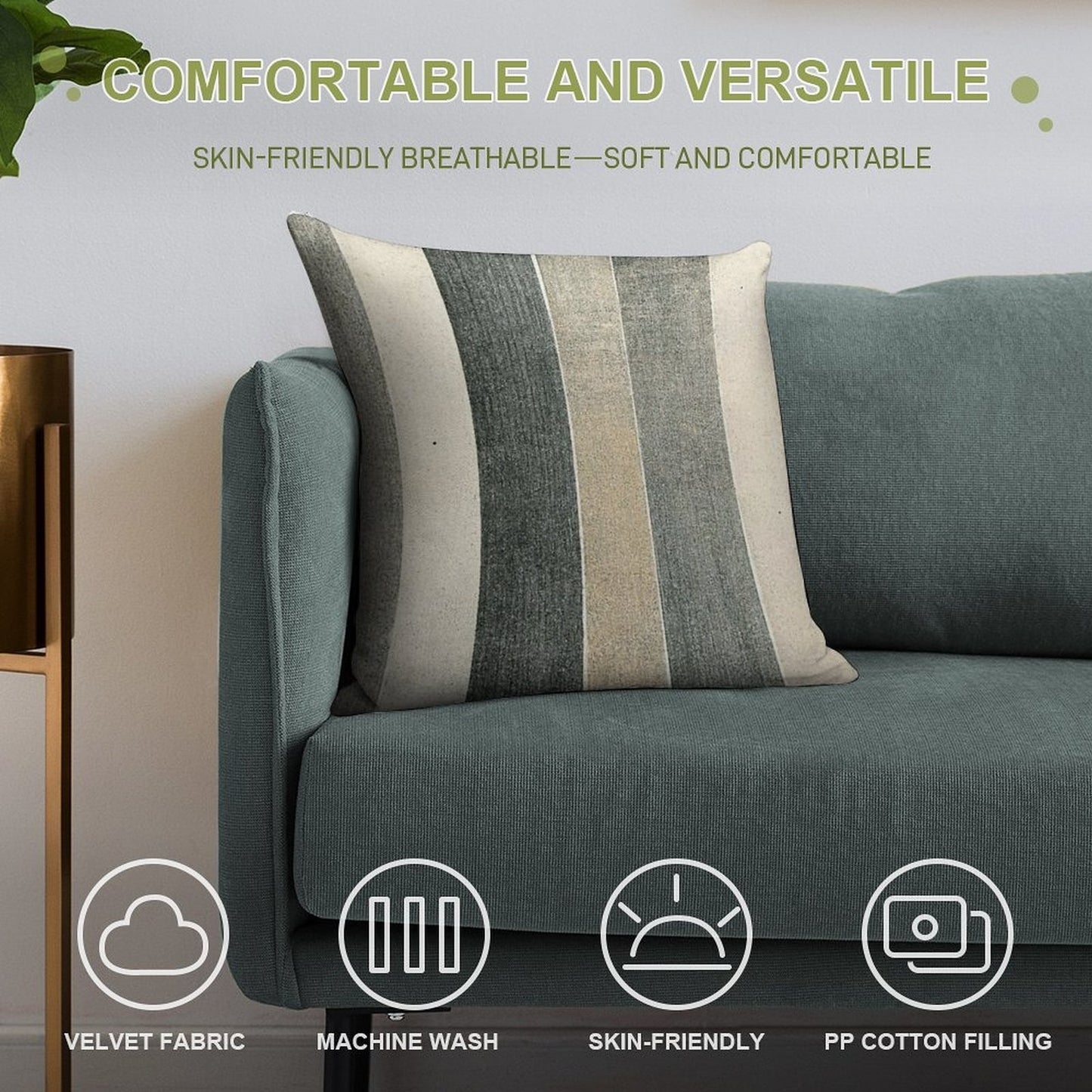 Classic Stripes Grey And Tan Design Pattern A Line Dress Classic Home Decor Stripes Soft Shrink-Resistant Throw Pillow