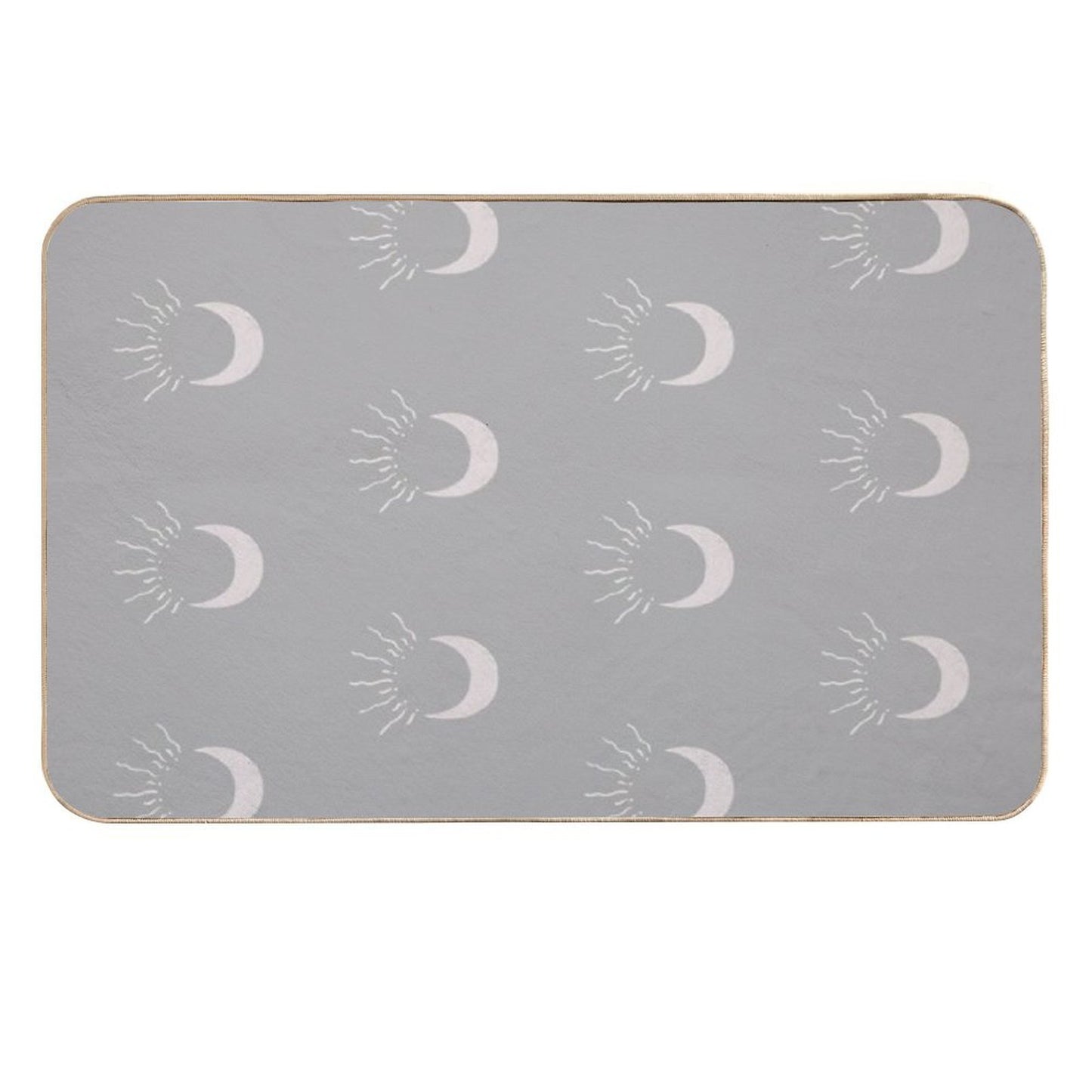 Cute Sun And Moon Design Boho Aesthetic In Muted Colors Gray Taupe Long-Lasting Bath Mat