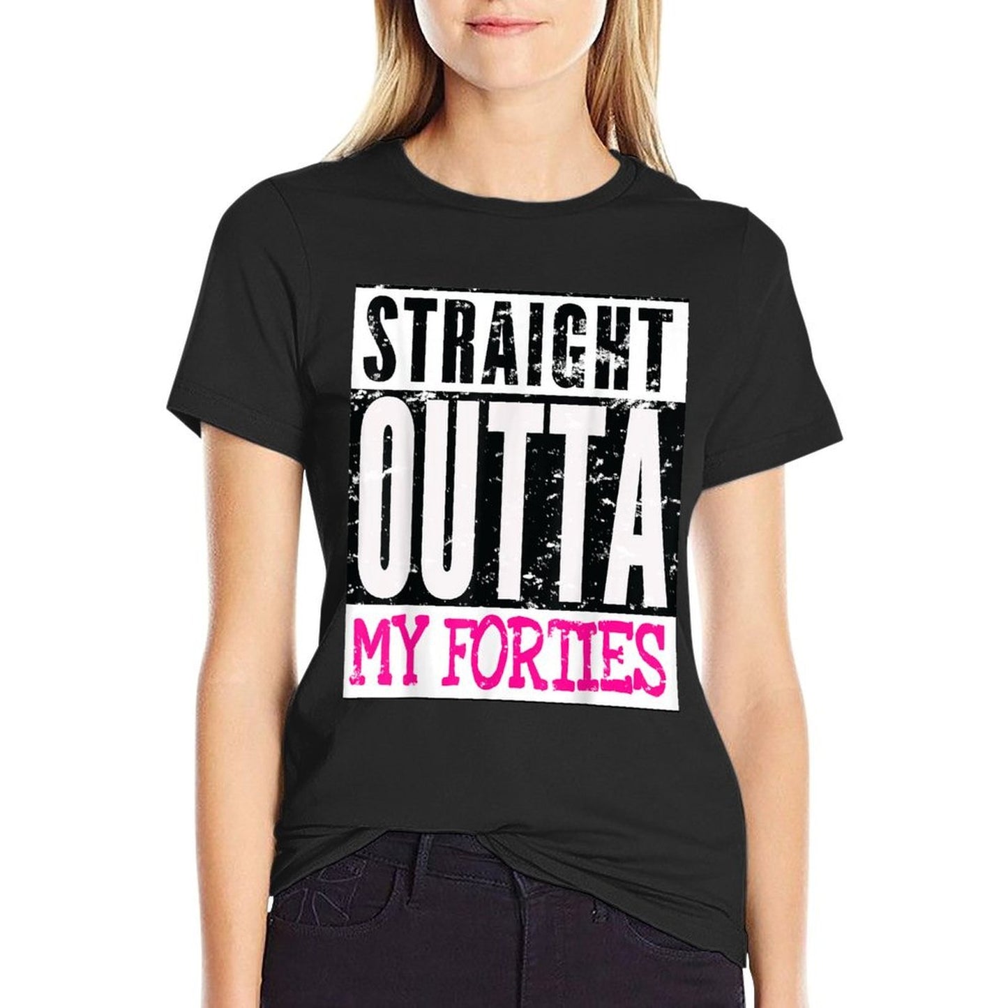 Straight Outta My Forties Funny Women's 50th Birthday Gift Trendy Pattern T-Shirt