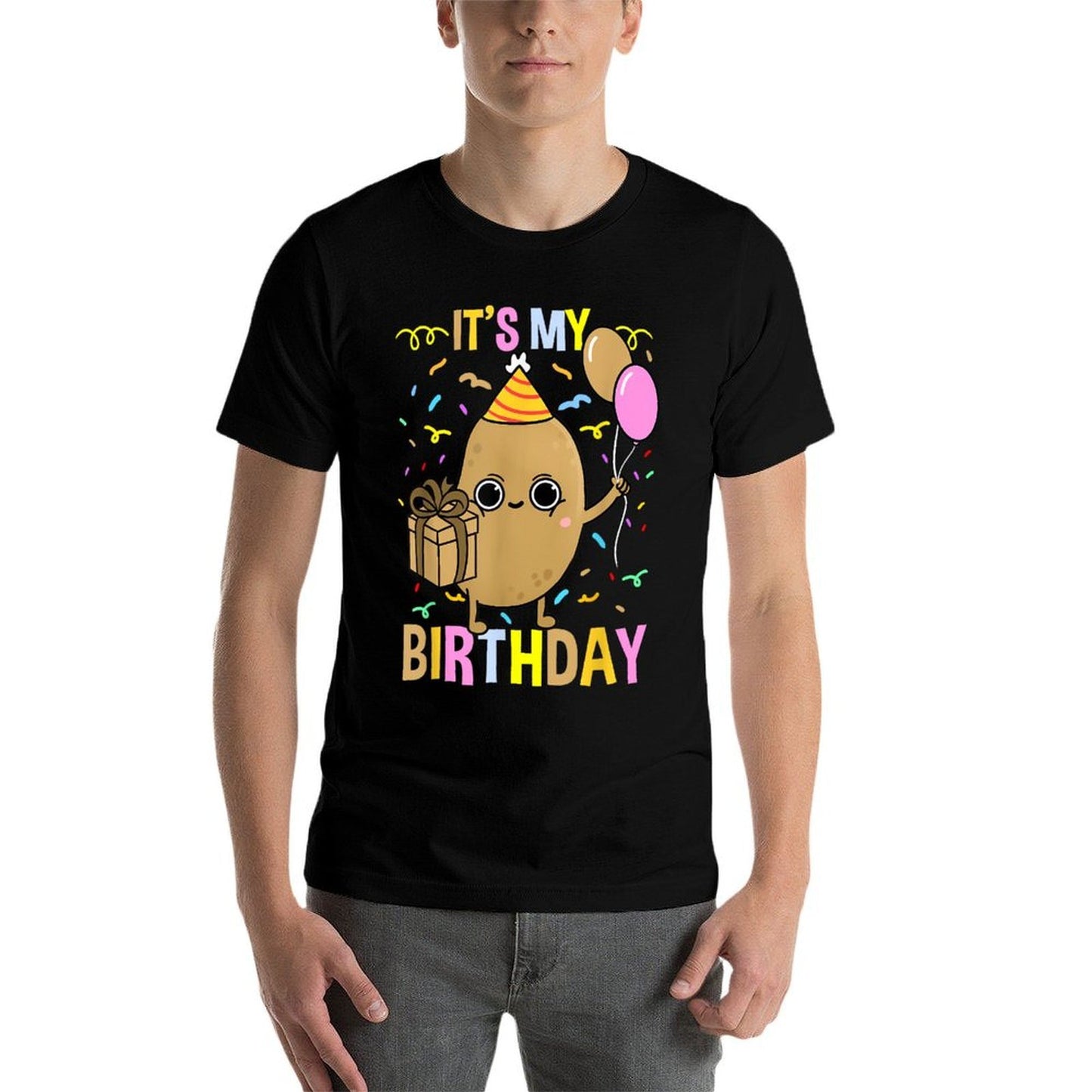 Its My Birthday Potato Fade-proof Color T-Shirt