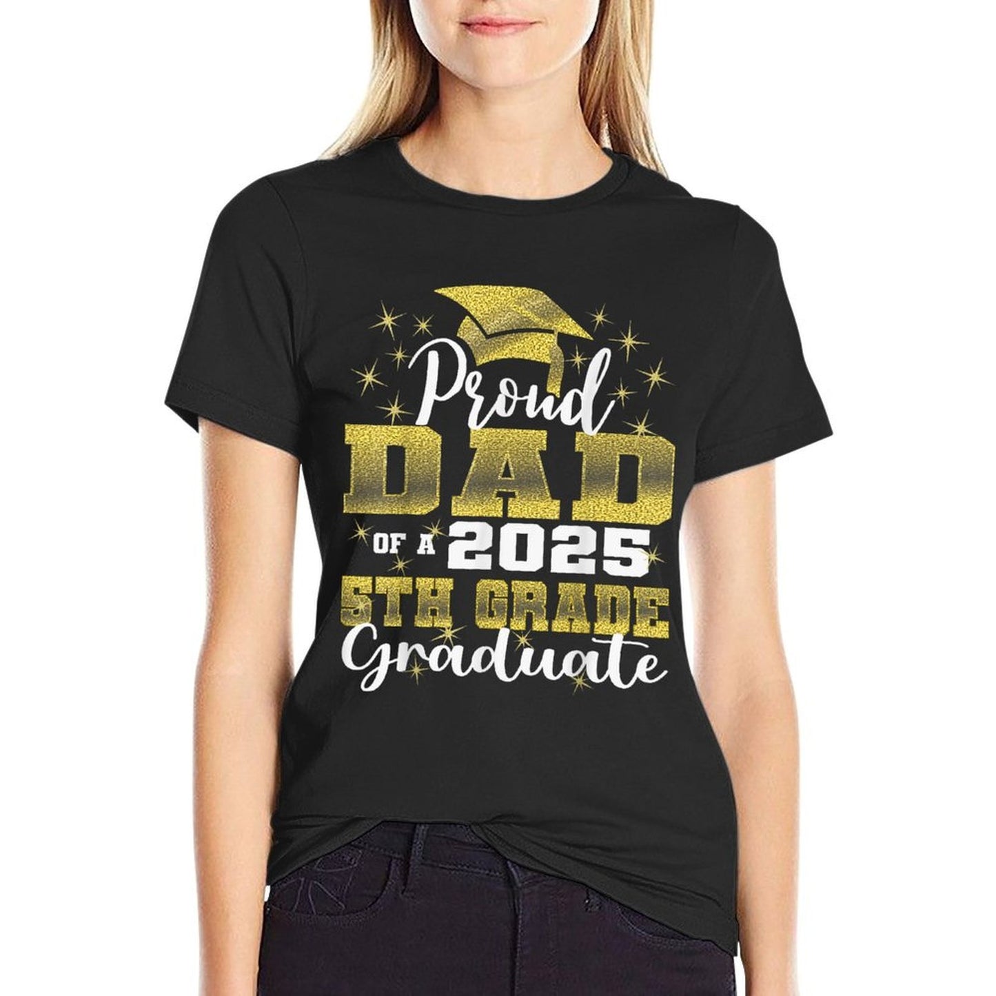 Proud Dad of 5th Grade Graduate 2025 Elementary Graduation Affordable Price T-Shirt