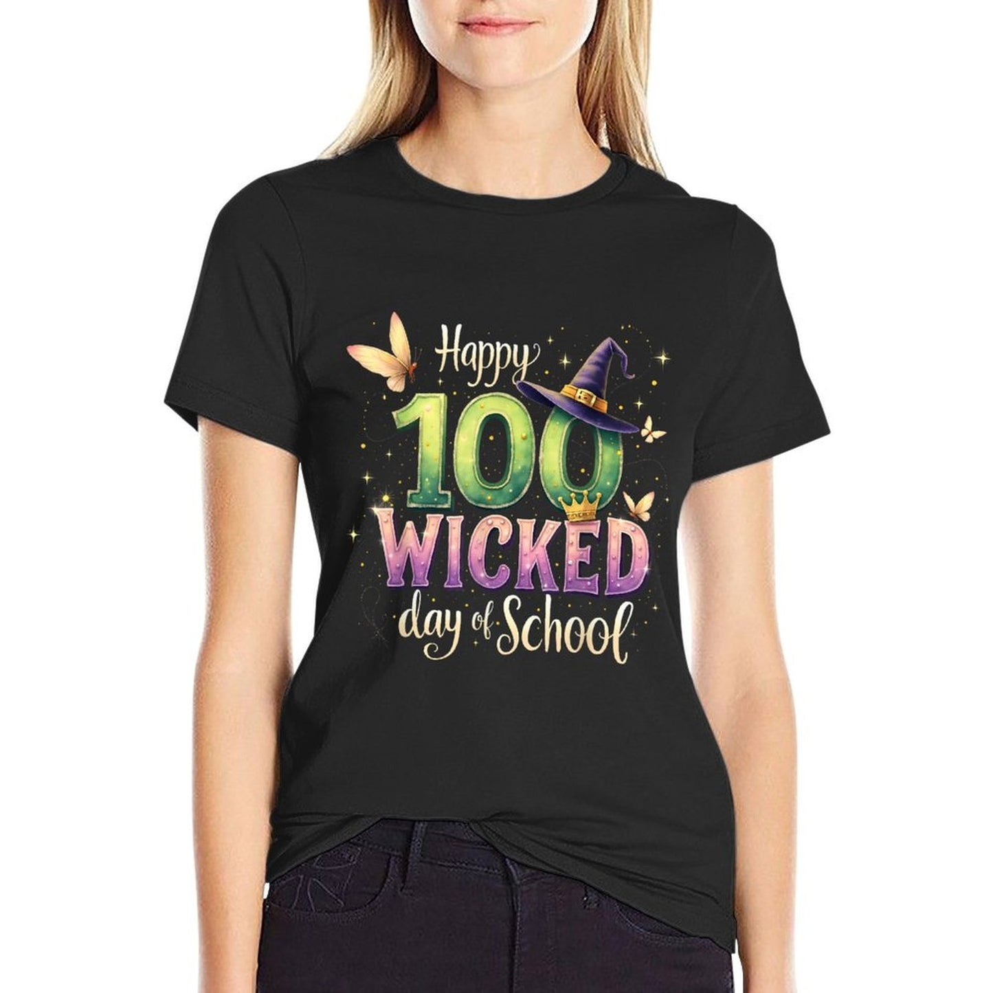 Happy 100 Wicked Days of School 100 Days of School Costume Summer-ready Fabric T-Shirt