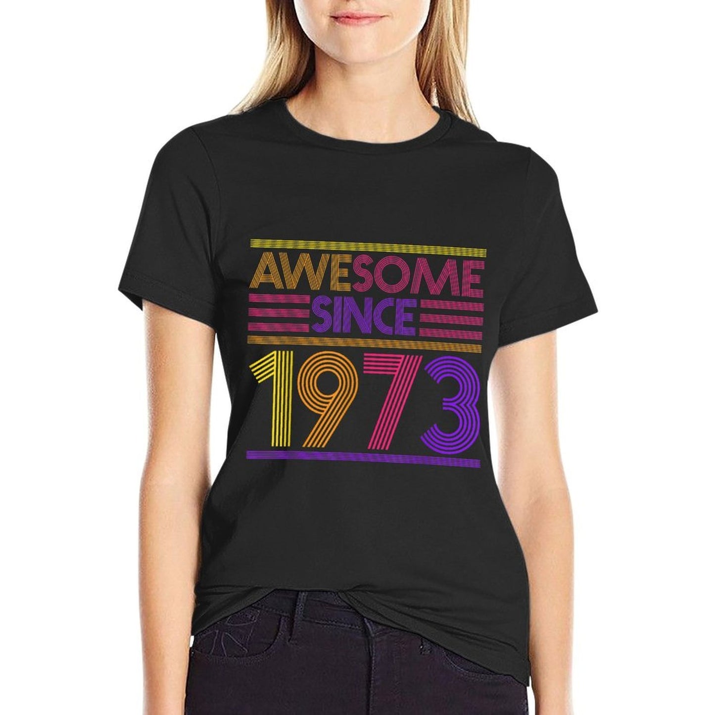 50th Birthday Gifts - Awesome Since 1973 Summer-ready Fabric T-Shirt