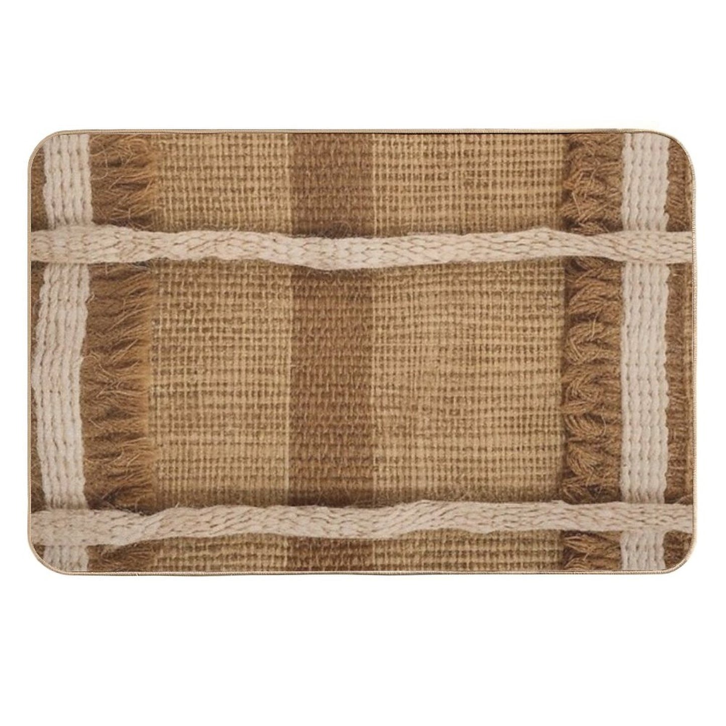 Woven Grid Texture in Earthy Jute And Cotton Toxin-Free Bath Mat