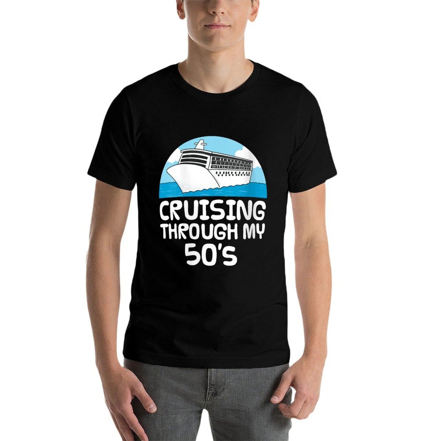 Womens Cruising Through My 50's, Cruise Ship 50th Birthday Vacation Vintage-inspired T-Shirt
