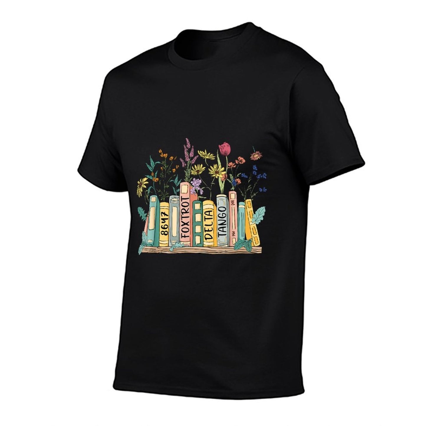 8647 Foxtrots Deltas Tangos Book Flower Slim-fit Cut T-Shirt