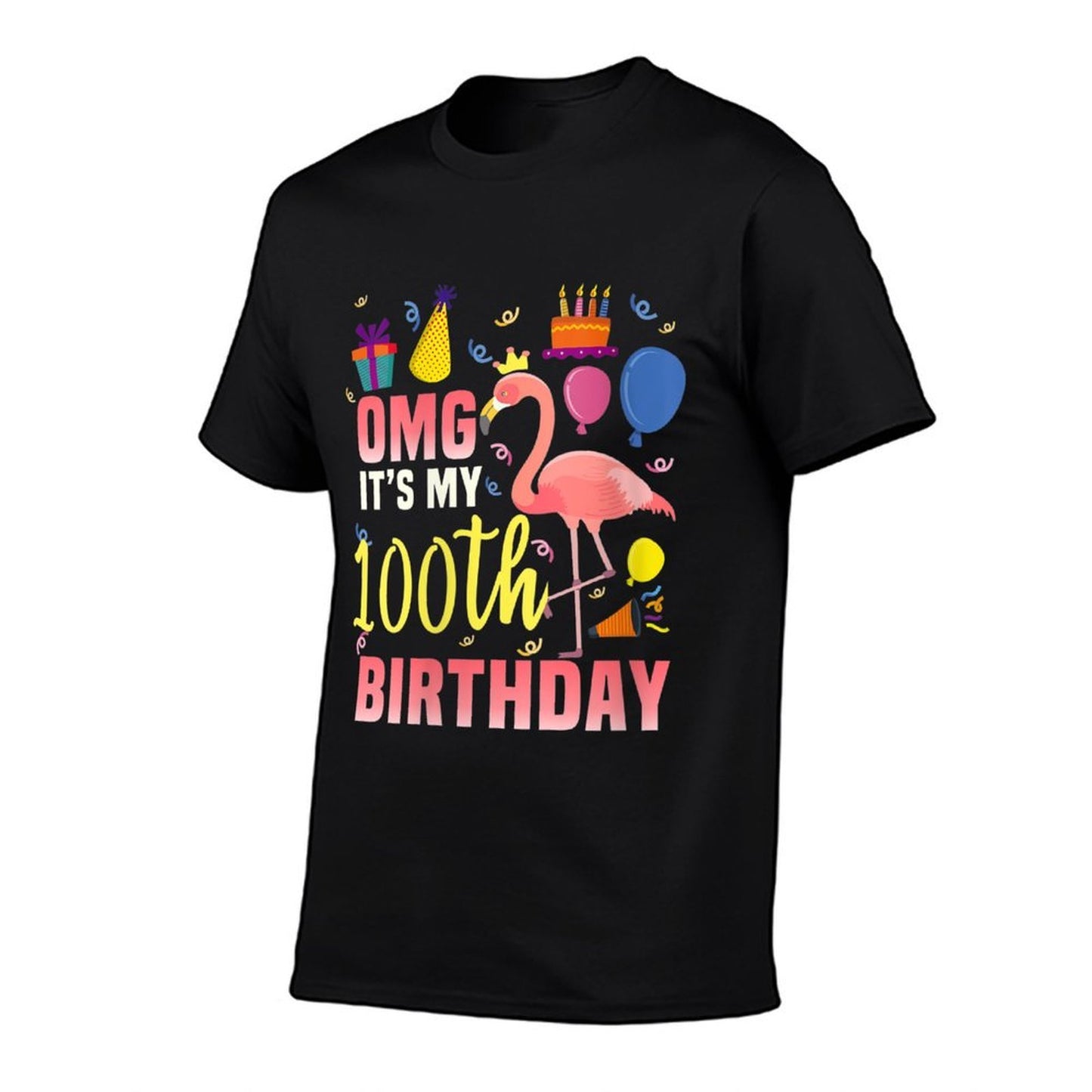 Womens 100 Year Old Women Men Gift Flamingo It's My 100th Birthday Stretchy T-Shirt