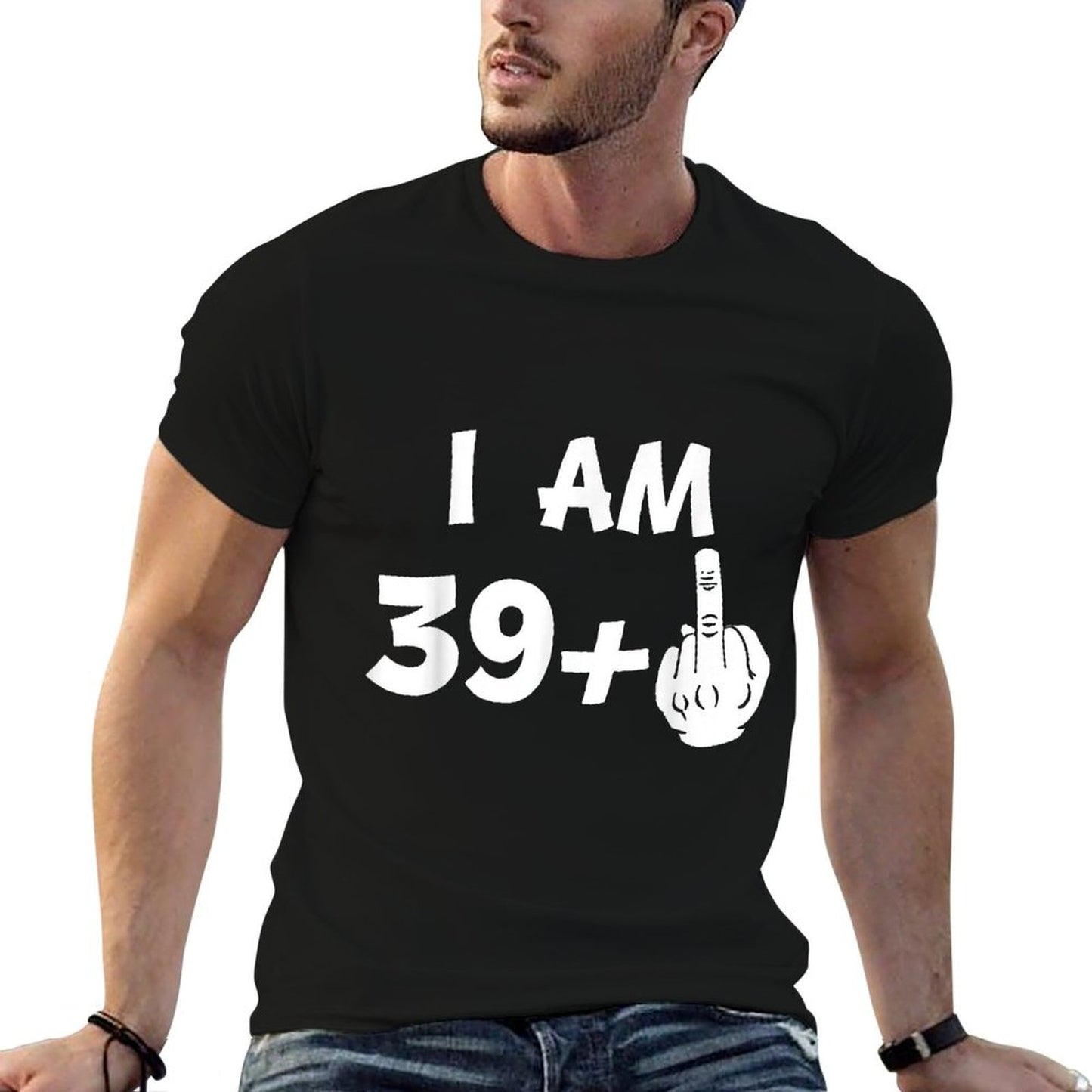 I Am 39 Plus Middle Finger Funny 40th Birthday Tagless Design T-Shirt