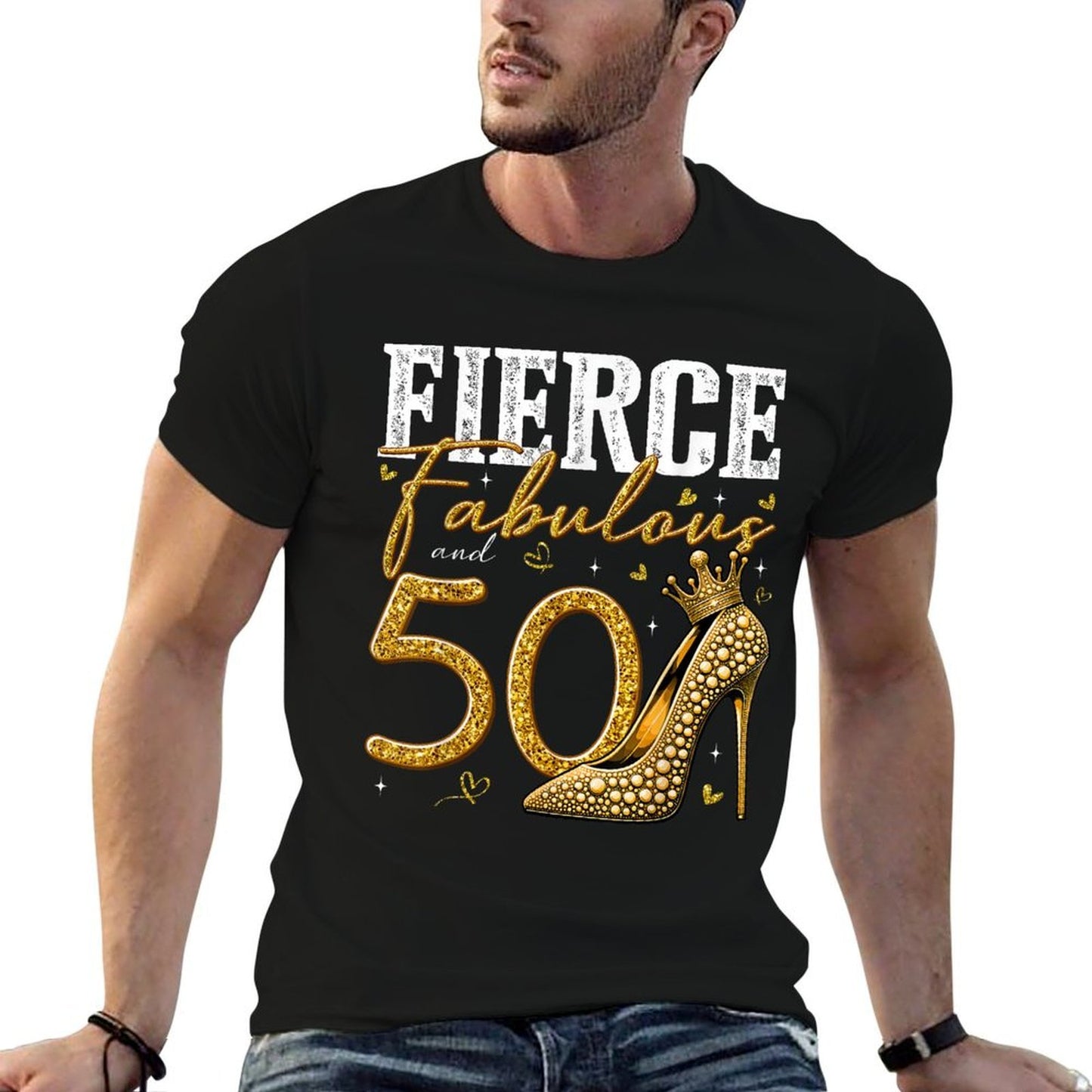 50th Birthday Fierce Fabulous And 50 Year Old Gifts Heels Affordable Price T-Shirt