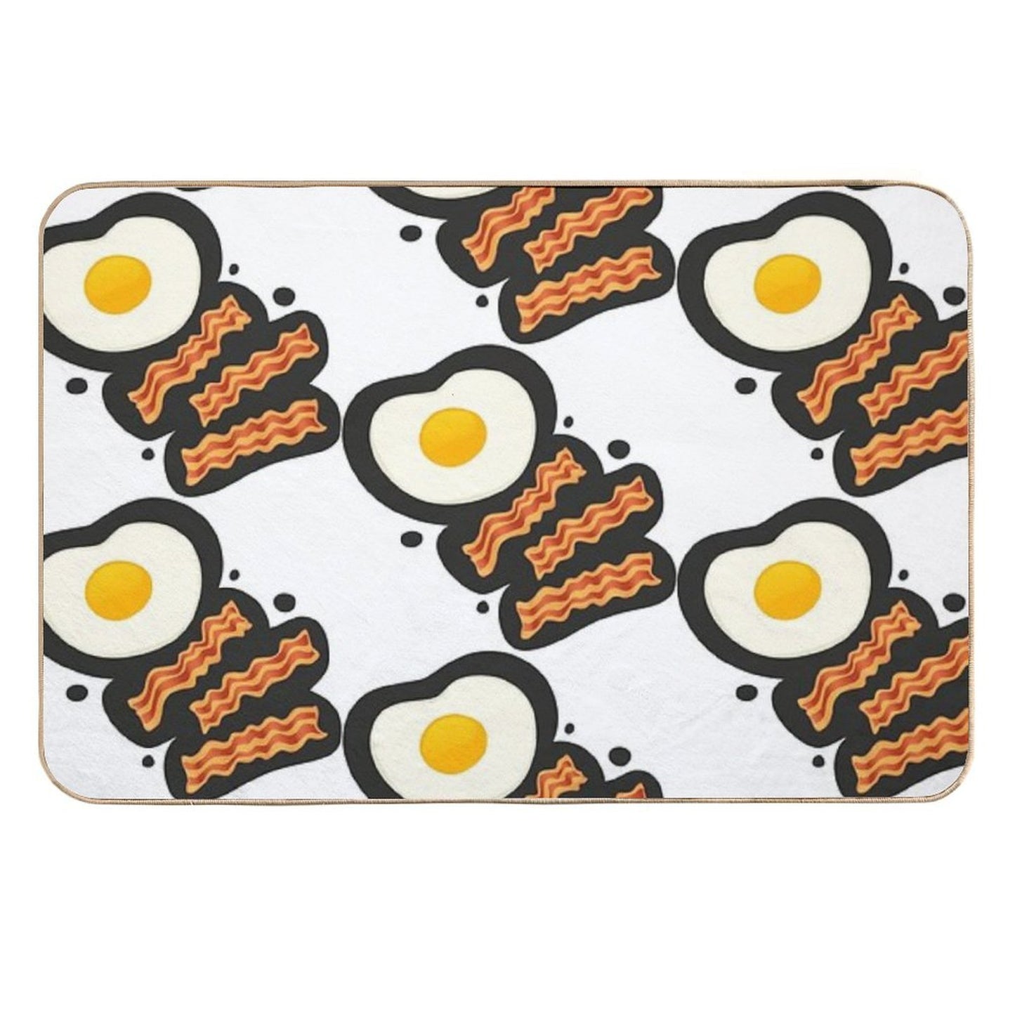 Breakfast With Bacon And Eggs Seamless Vector Pattern Dark Absorbent Bath Mat