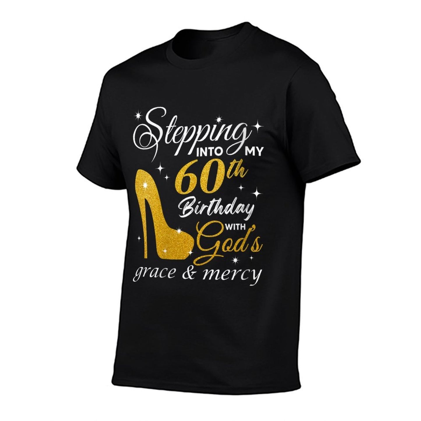 Womens Stepping Into My 60th Birthday With God's Grace And Mercy Rolled Sleeves T-Shirt
