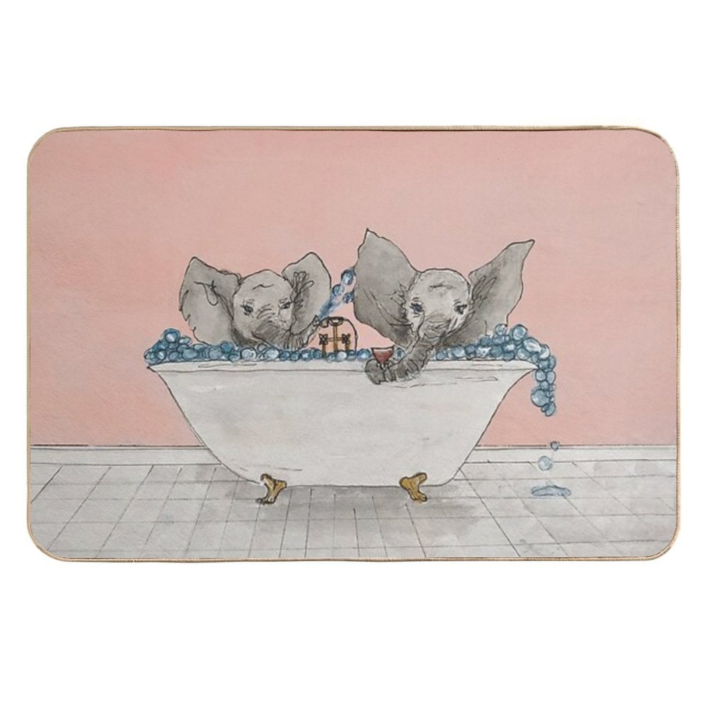 Elephants in A Tub Versatile Bath Mat