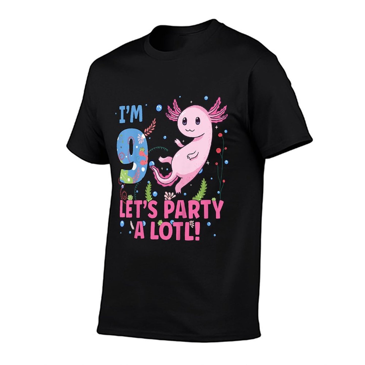 Kids Cute Axolotl Motif 9 Year Old Axolotl Lover 9th Birthday Durable T-Shirt