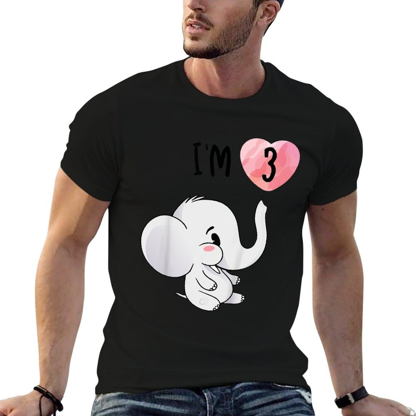 Kids Elephant Birthday 3 Years Old Birthday Outfit Kids Moisture-wicking T-Shirt