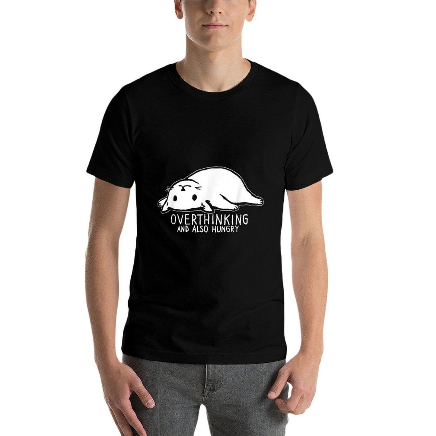 Funny Cat Meme Overthinking And Also Hungry Sarcastic Women Breathable T-Shirt