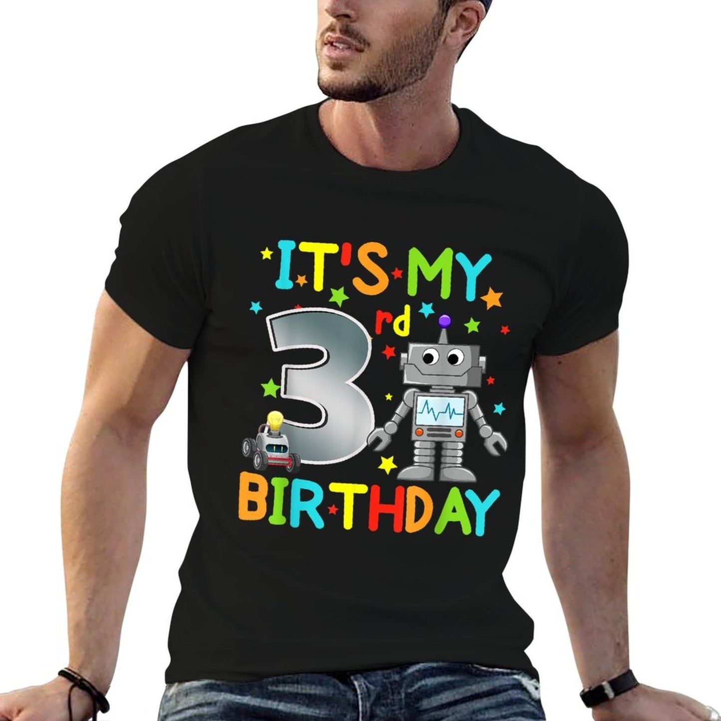 It's My 3rd Birthday Robot 3 Year Old Funny Boy Girl Breathable T-Shirt