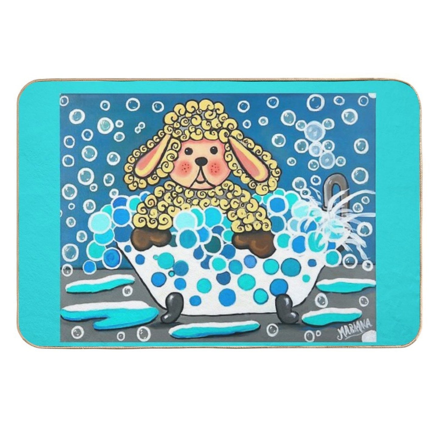 Baby Sheep Take A Bath Fade-Resistant Bath Mat