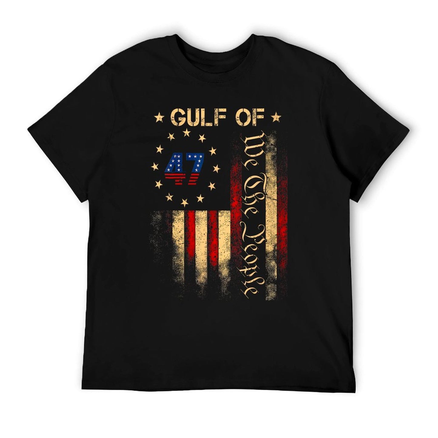 Womens Gulf of USA America Funny USA Flag V-Neck Graphic-printed T-Shirt