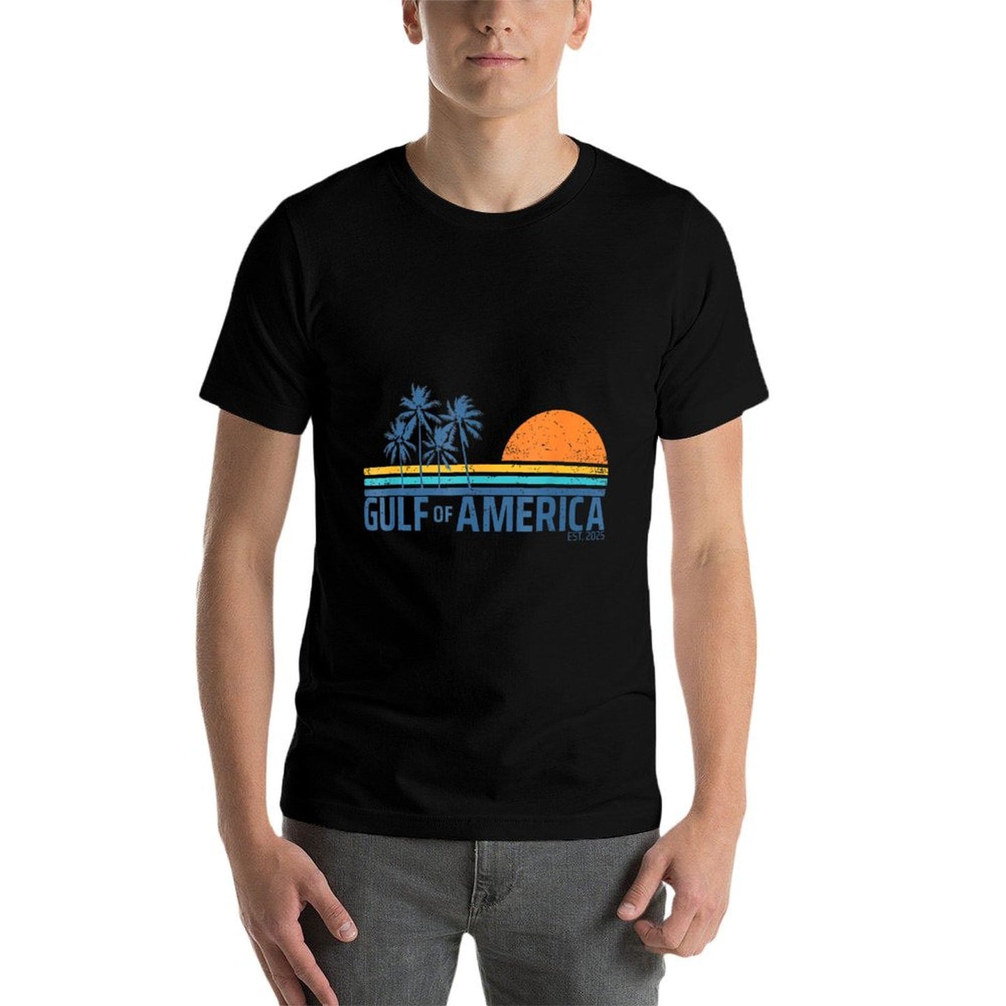 Retro Gulf Of Usa America 2025 American Flag Gulf Of Mexico Versatile T-Shirt
