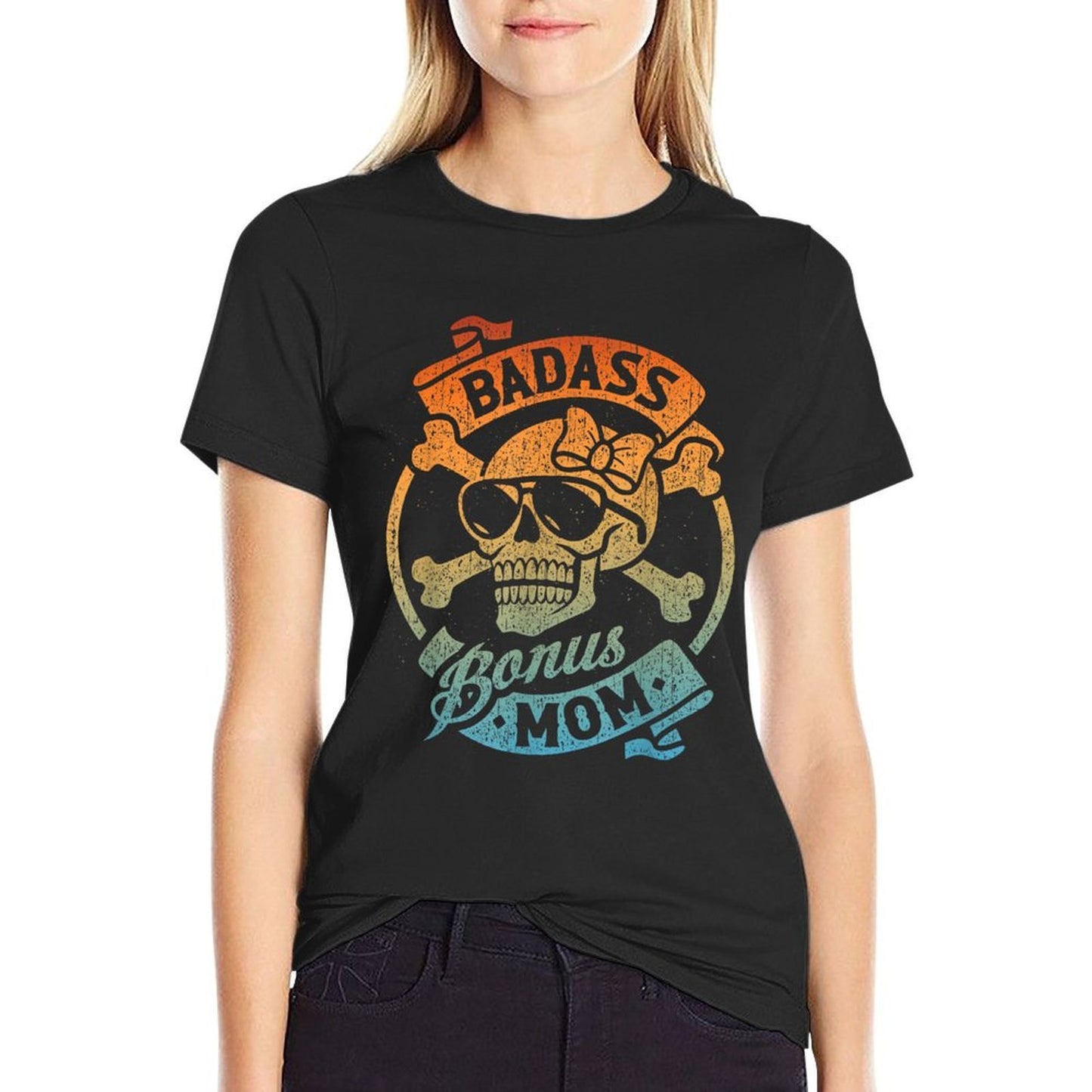 Badass Bonus Mom, Stepmom Stepmother Mother's Day Heathered Texture T-Shirt