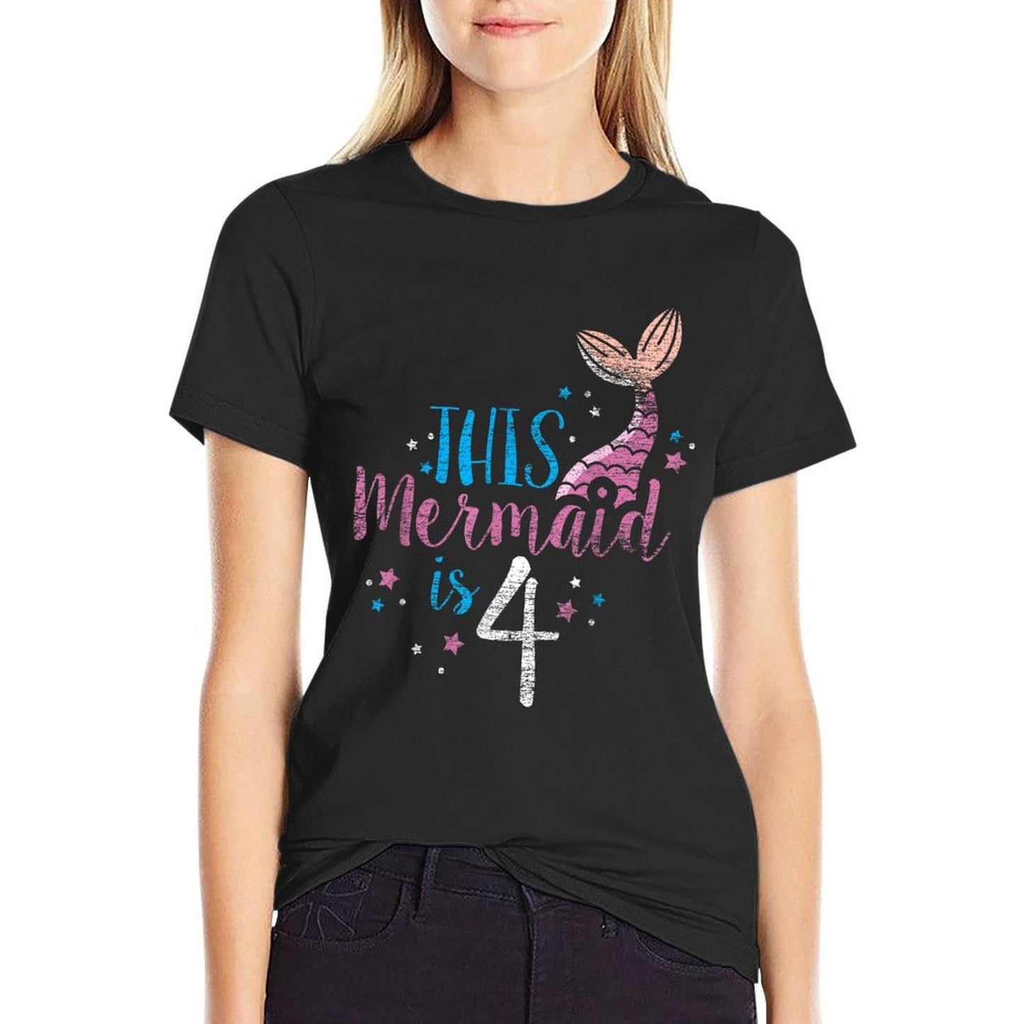 4th Birthday Girl Gifts - This Mermaid Is 4 Years Old Quick-drying T-Shirt