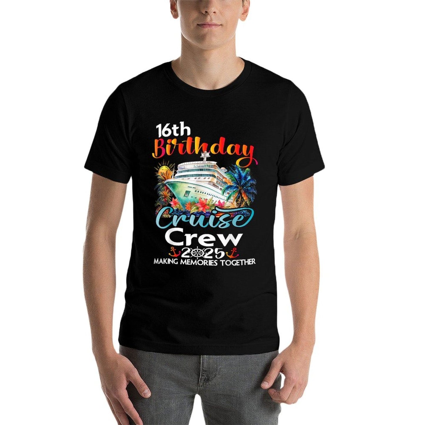 16th Birthday Cruise Crew Friends Family Vacation Matching Stretchy T-Shirt