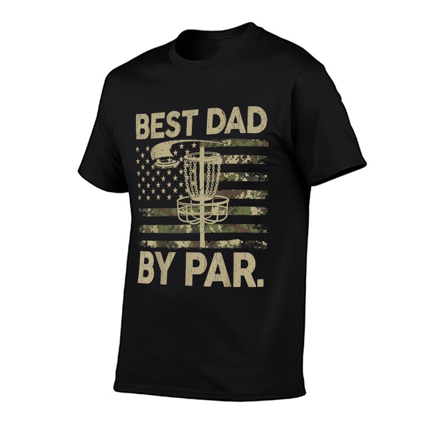 Disc Golf Frisbee Funny Best Dad Par Camo US Flag Golfer Eco-friendly Material T-Shirt