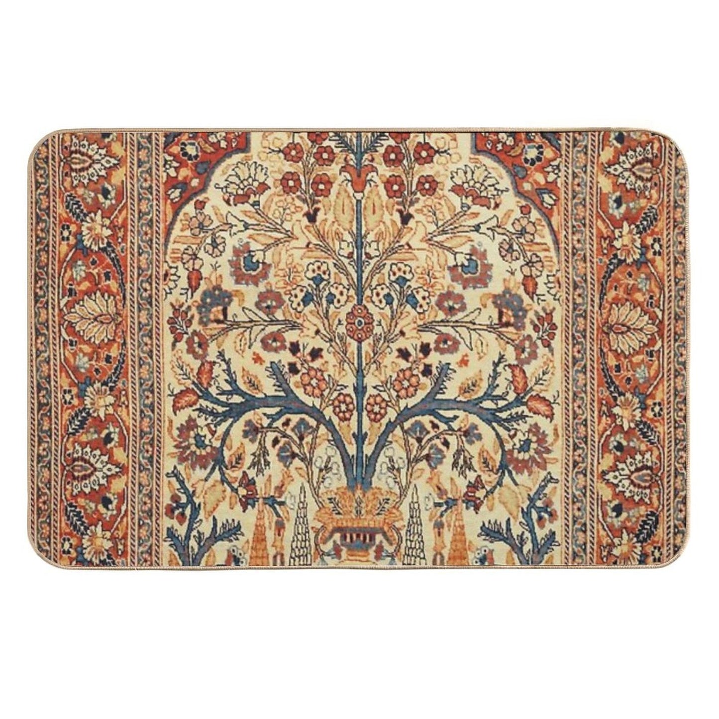 Tabriz Tree of Life Persian Rug Print Durable Bath Mat