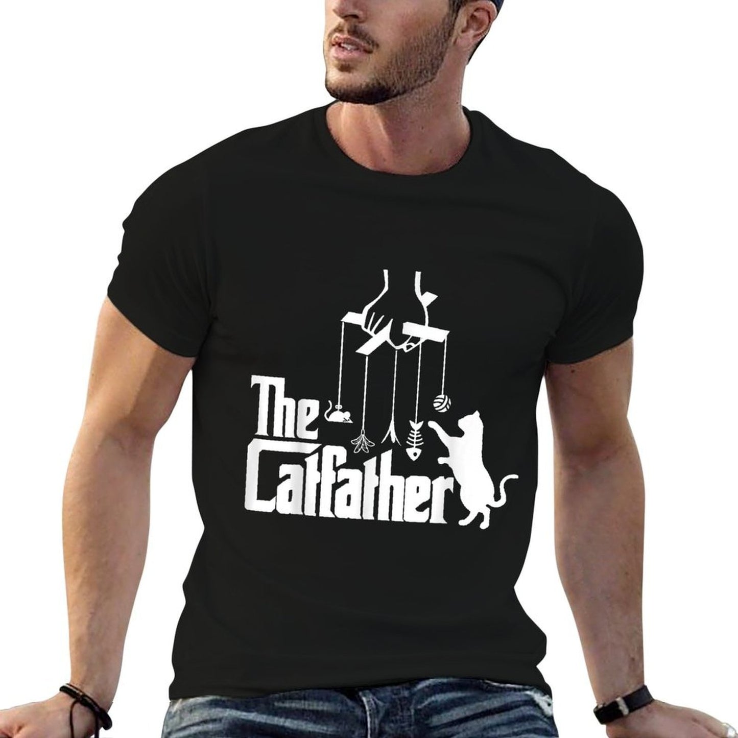 Funny Cat Dad Life The Catfather Fathers Day Mens Vintage Durable T-Shirt