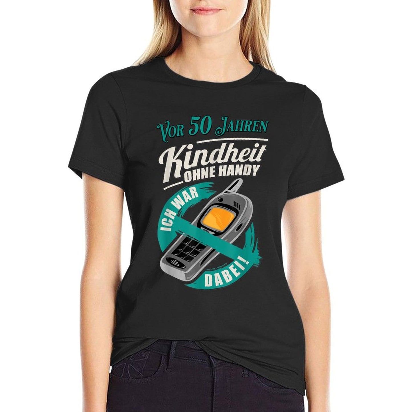 50th Birthday Childhood Without Mobile Phone 50 Years Ago Vintage-inspired T-Shirt