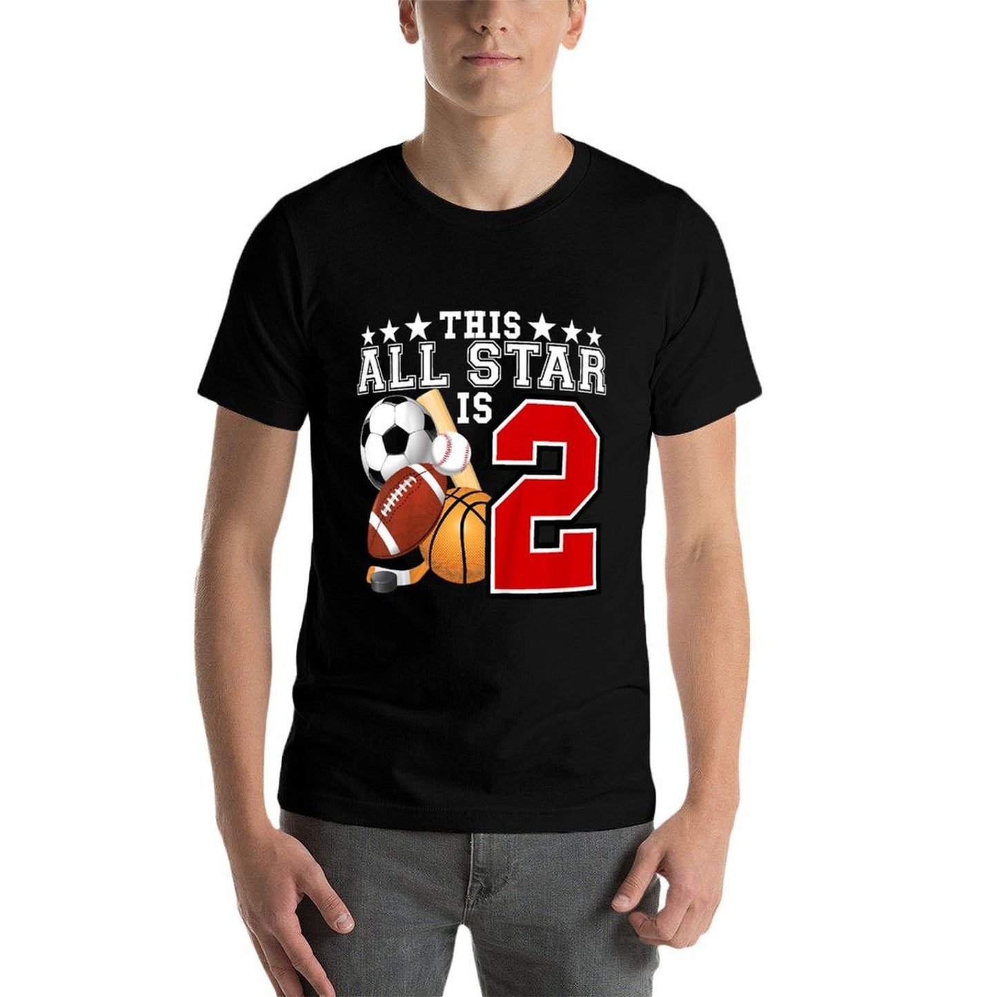 2 Year Old Sports Star Birthday Party All Sport 2nd Gift Easy-care T-Shirt